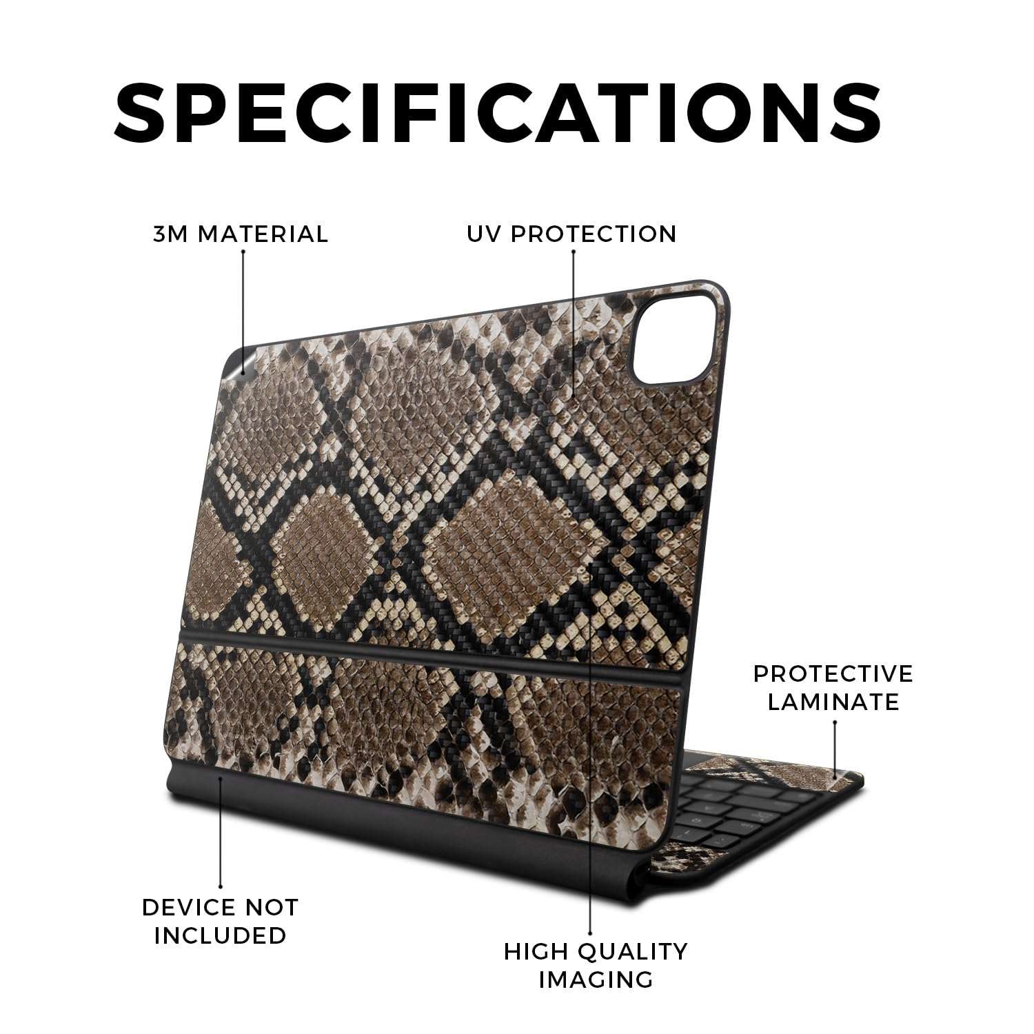 Carbon Fiber Skin Compatible with Apple Magic Keyboard for iPad Pro 13‑inch (M4) 2024 - Rattler - Premium 3M Vinyl Protective Wrap Decal Cover - Easy to Apply | Crafted in The USA by MightySkins 3