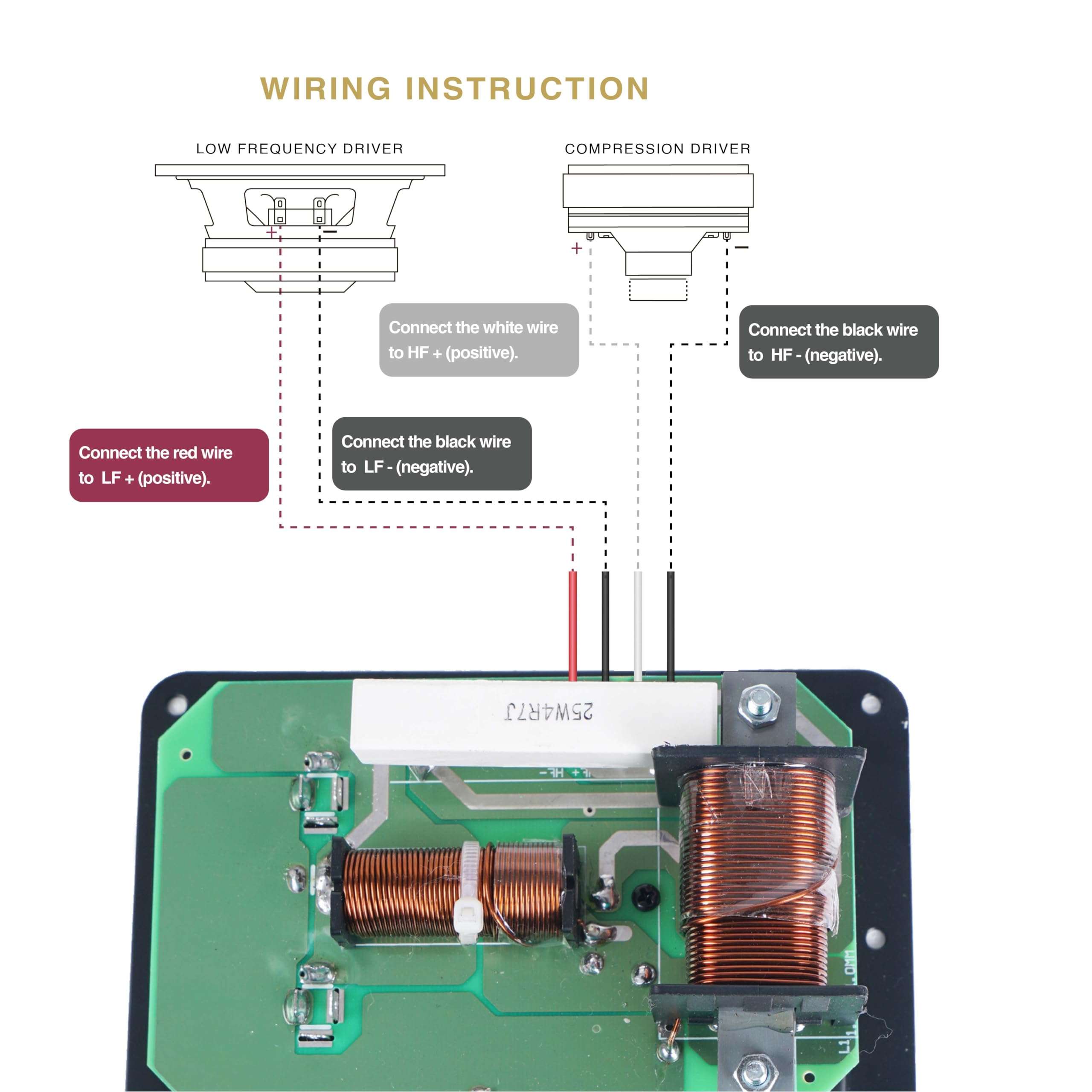 Sound Town 2-Way Treble/Bass 500W Replacement Frequency Divider, Crossover Filter for Full-Range PA Speakers (XO-500) 3
