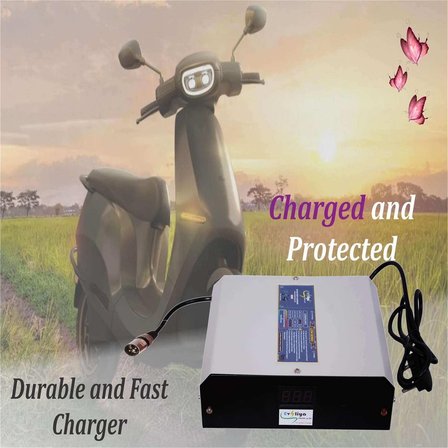 LZON Series 60V 12Amp Auto Cutoff 67.2v Lithium ion Fast Battery charger with Digital Display for Electric Scooter & Electric BIke Output XLR Type Connecter 5