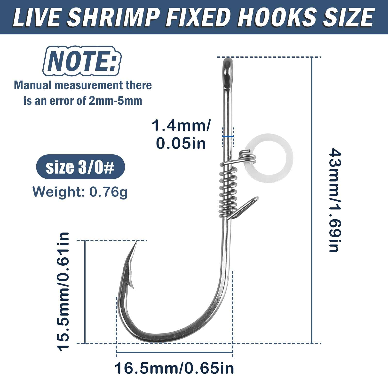 10 PCS Fishing Hooks, Live Shrimp Hooks, Carbon Steel Barbed with Holes, 3/0 Live Shrimp Fixed Hooks, Catfish Bass Fishing Hooks Set Fishing Accessories Fishing Gear Strong Barbed Hook 5