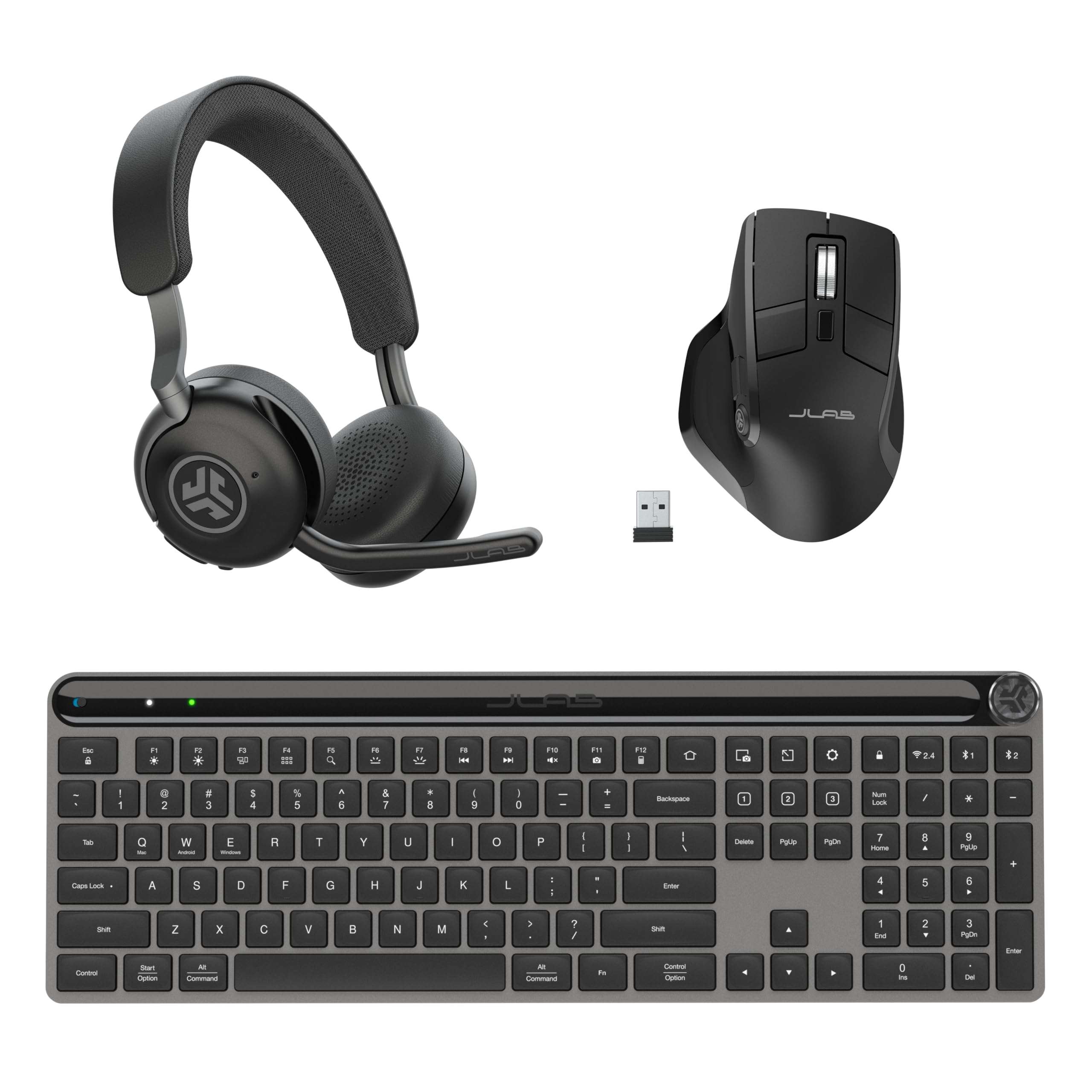 JLab Epic Work Bundle, Epic Work Headset, Epic Wireless Keyboard and Epic Wireless Mouse 2