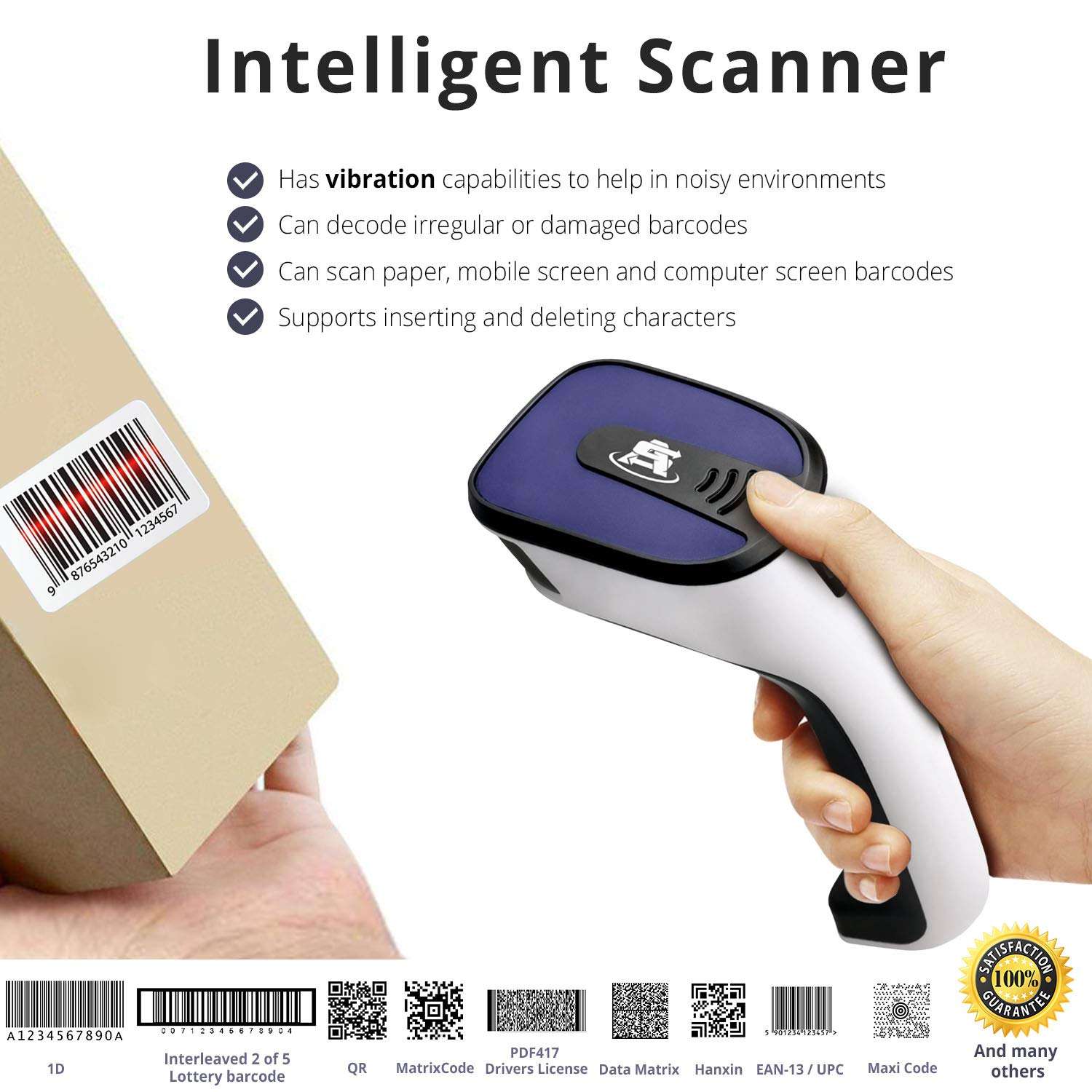 ScanAvenger Portable Wireless Bluetooth Barcode Scanner: 3-in-1 Hand Scanners - Cordless, Rechargeable 1D and 2D Scan Gun for Inventory Management - Wireless, Handheld, USB Bar Code/QR Code Reader 3