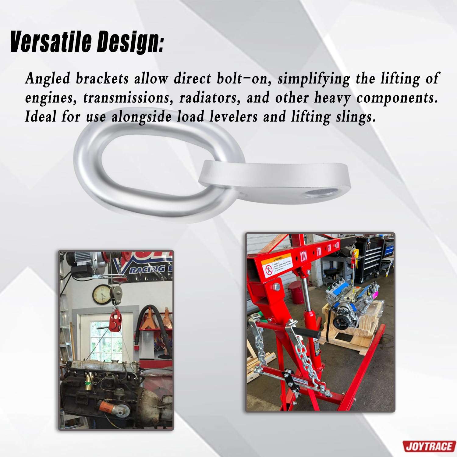 Joytrace 7100 Lifting Bracket Set for Use with Load Levelers and Lifting Slings - 5,500 lb Capacity Engine Lift Bracket Kit ( 4 Sets, Silver ) 5