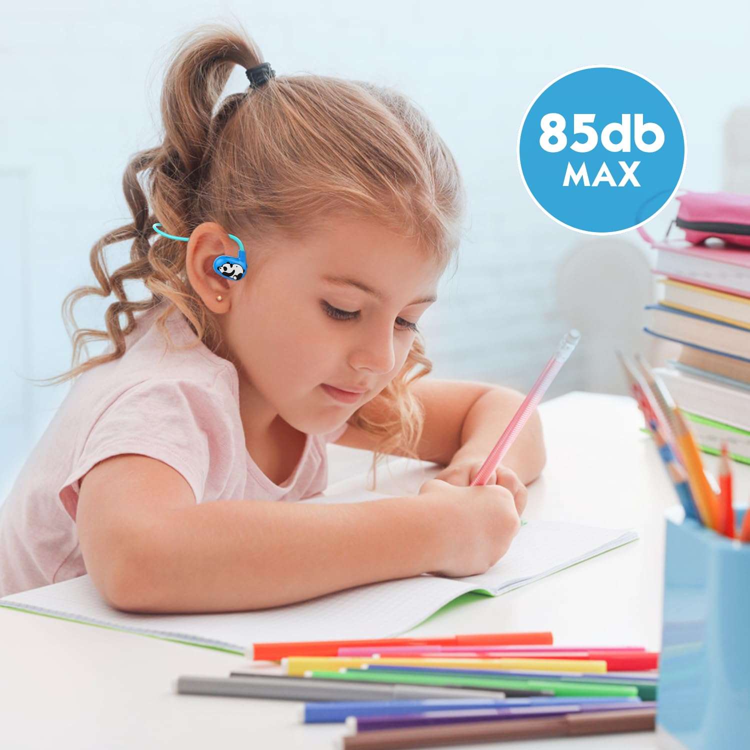 Seflorgo Kids Headphones Wireless, Safe 85db Volume Limit, Latest Bluetooth V5.4, Open Ear Headphones with Mic for School Tablet Car Trip Flight, Cute Panda Earphones for Boys and Girls 3