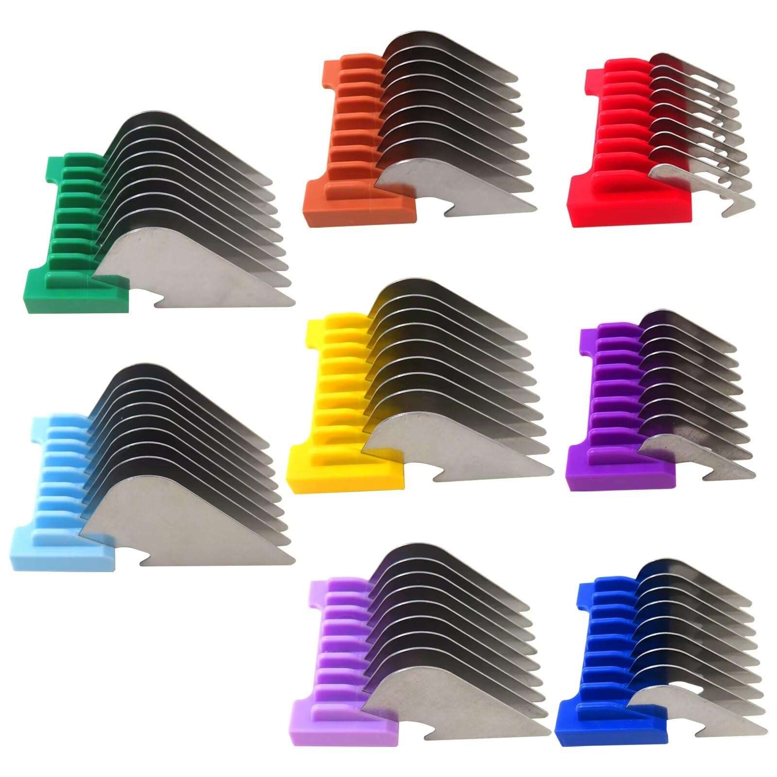 New Upgraded 8 Pcs Professional Colorful Hair Clipper Combs Guards Cutting Guides Fits for Most Wahl Replacement Guards Set, 1/8 Inch to 1 Inch(3-25mm) 6