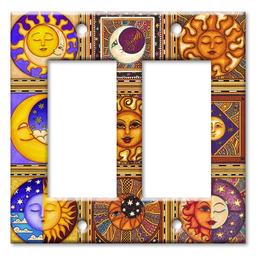 Celestials Theme Metal Wall Plate - Double Gang Decora / Rocker / GFCI Switch Plate - Image by Dan Morris 1