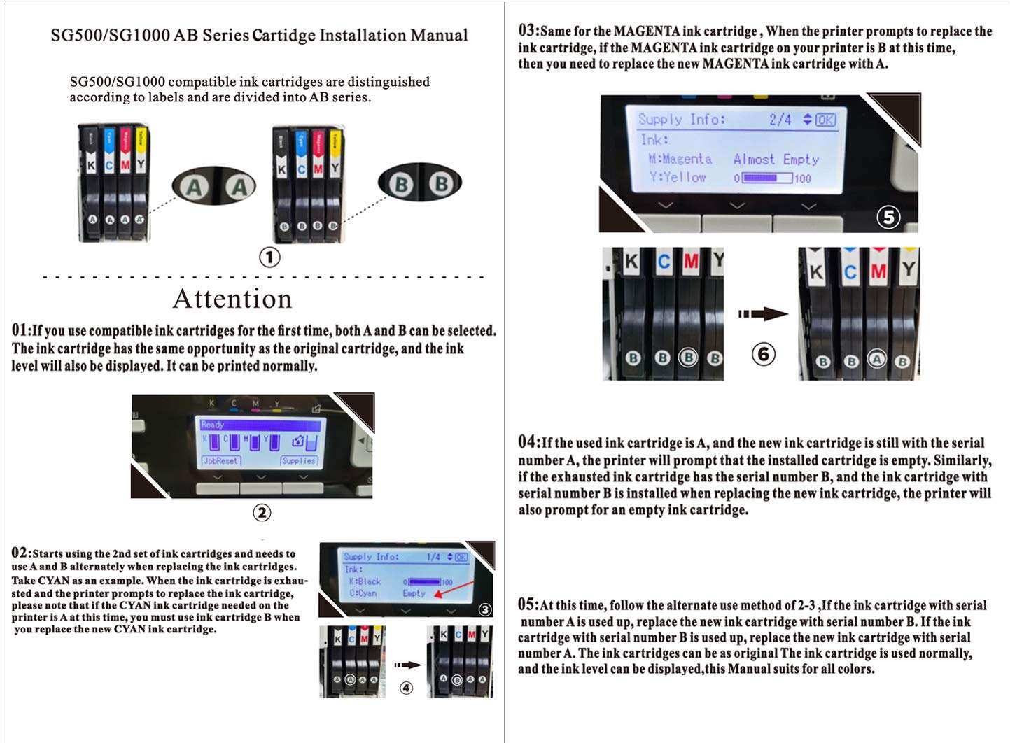 INK+ 2 Set Sublimation Ink Cartridge Compatible for Sawgrass Virtuoso SG500 SG1000 Printer(2 Black,2 Cyan,2 Magenta,2 Yellow,8-Pack) 5