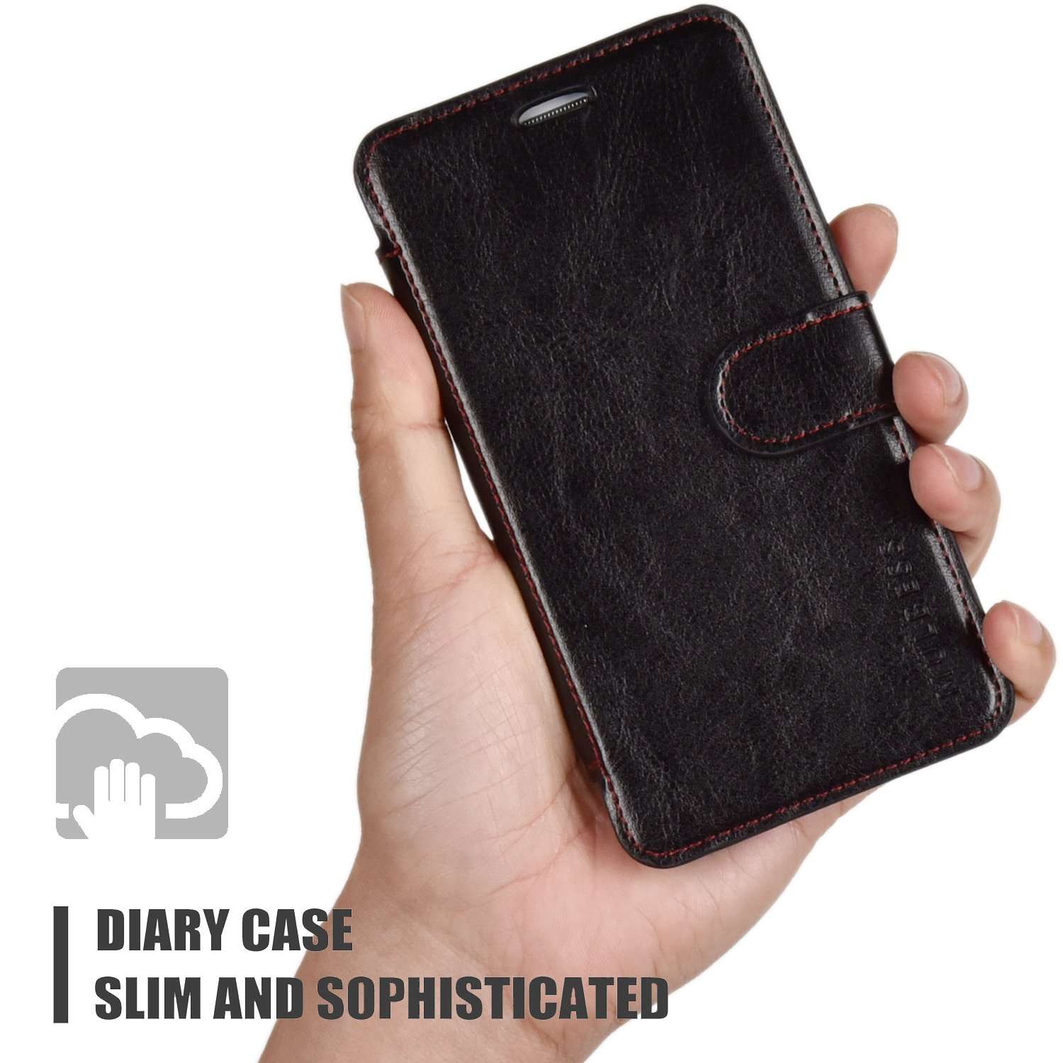 Mulbess Layered Samsung Galaxy J5 2017 Leather Case，Flip Phone Case Wallet with Magnetic Clasp for Samsung Galaxy J5 Prime / On5 2016 Cover, Black 2