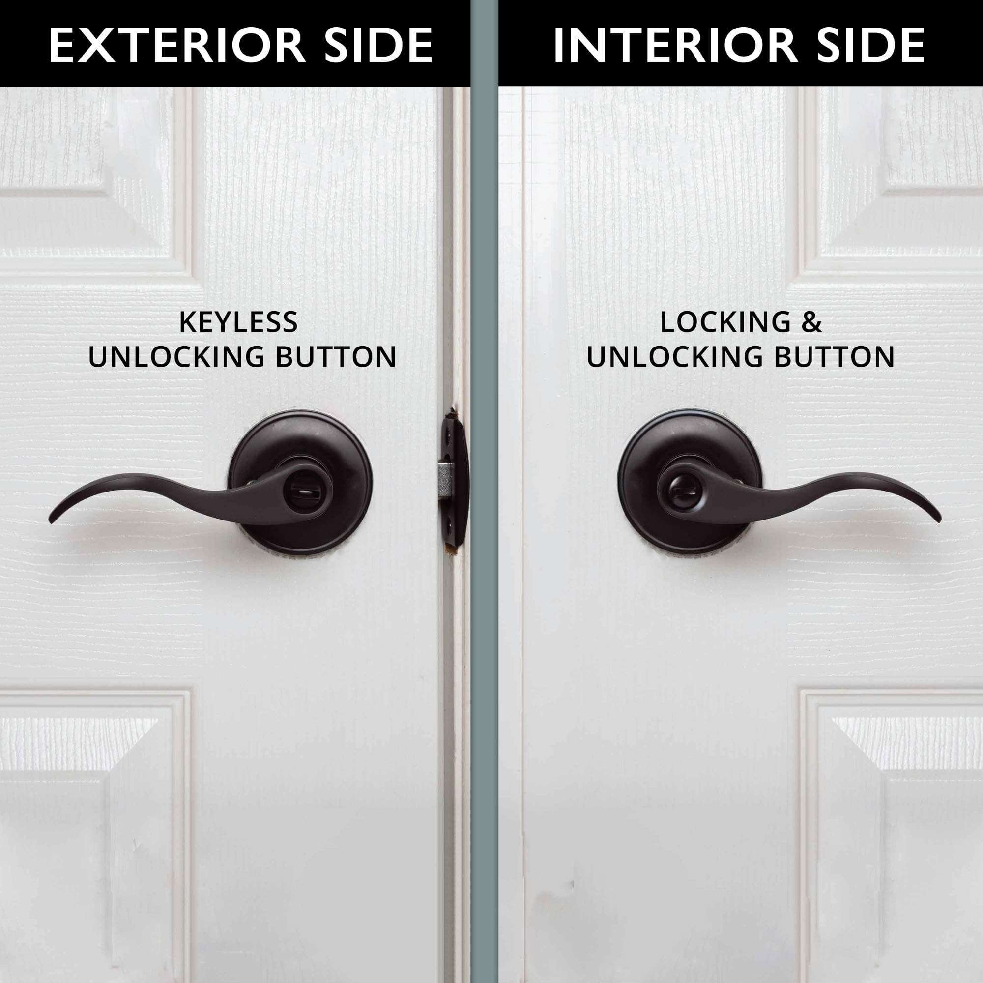 Ilyapa Privacy Door Levers, Wave Style, Keyless Locking Door Handles for Bed and Bath Leverset Lockset, Left or Right Handing Wave Style Handles, Oil Rubbed Bronze, 10 Pack 6