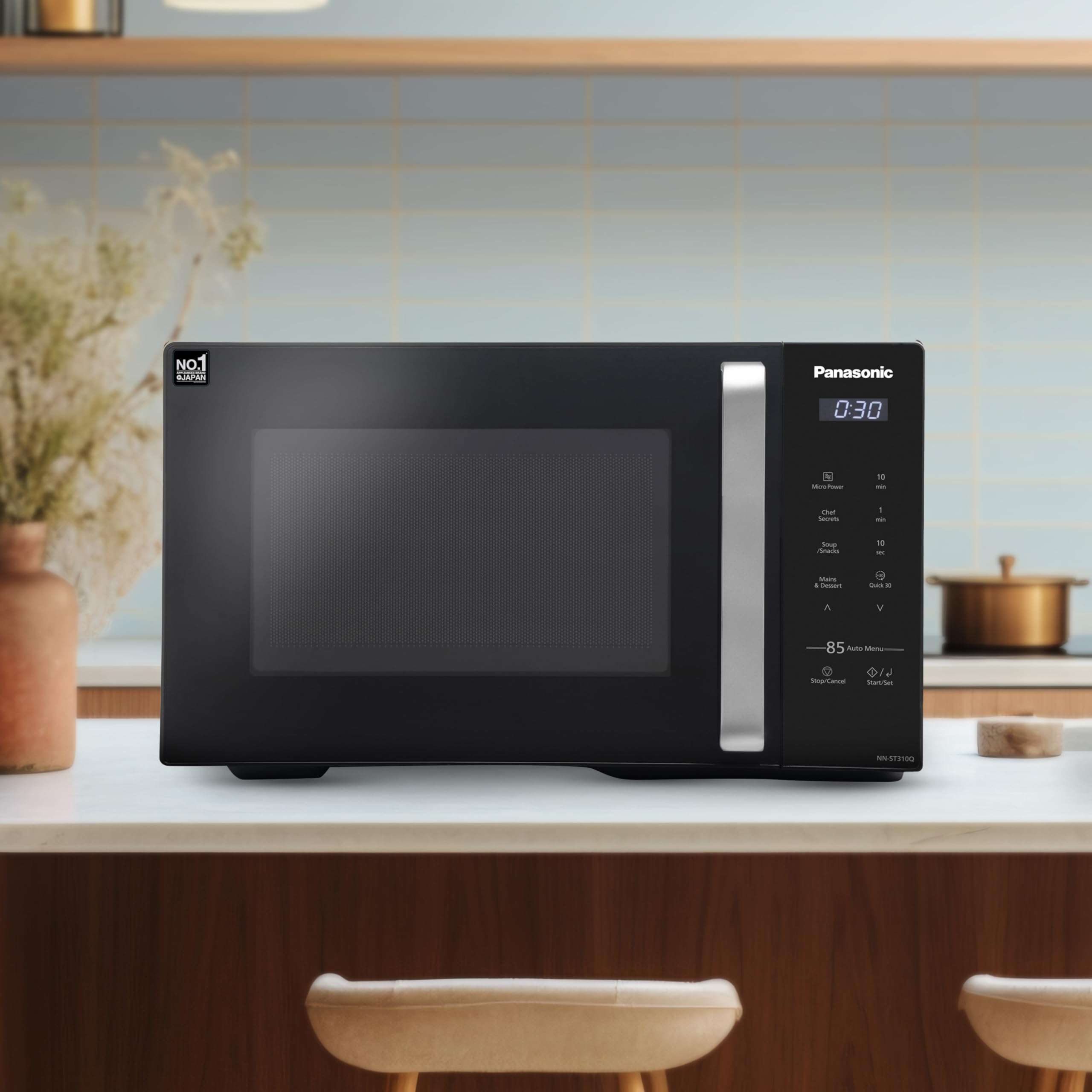 Panasonic 25L Solo Microwave Oven (NN-ST310QBFG, Black, 85 Auto Cook Menus) 6