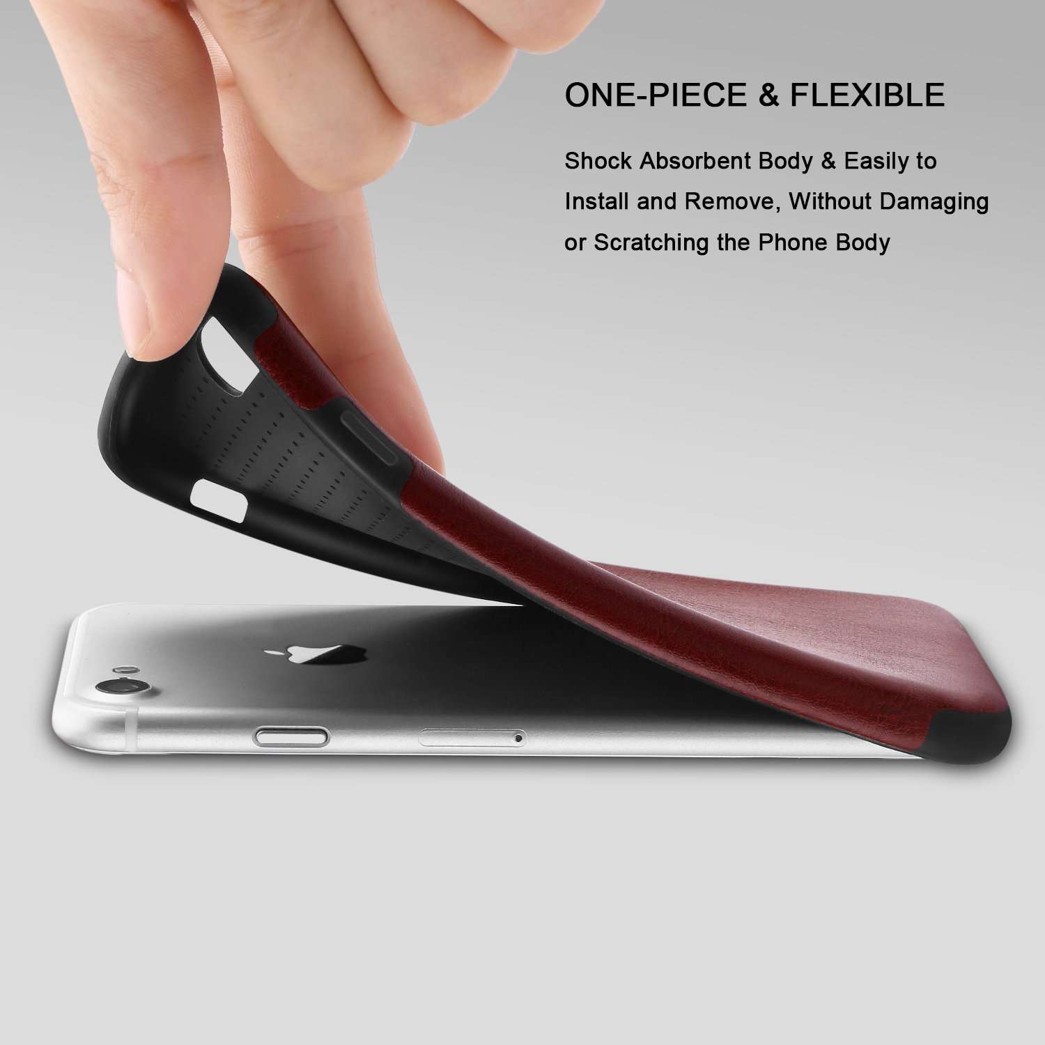 TENDLIN iPhone 6s Case, Premium Leather Back Flexible TPU Silicone Hybrid Soft Slim Cover Case for iPhone 6 and iPhone 6s (Brown) 6