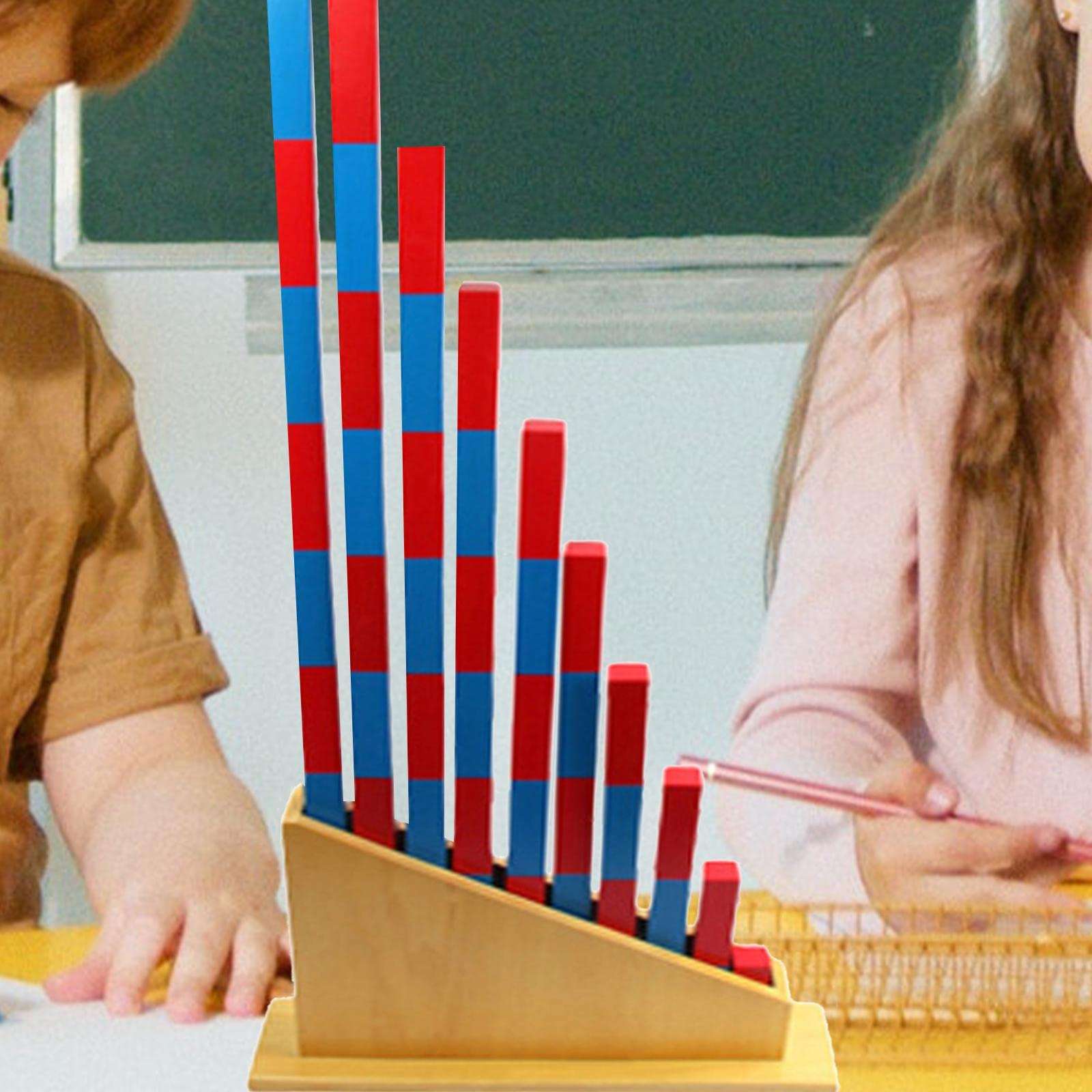 Colaxi Wooden Montessori Rods Stand Mathematics Tools Learning Bars Educational Toys Sensorial Materials Red Blue Long Sticks Base for Homeschool 6