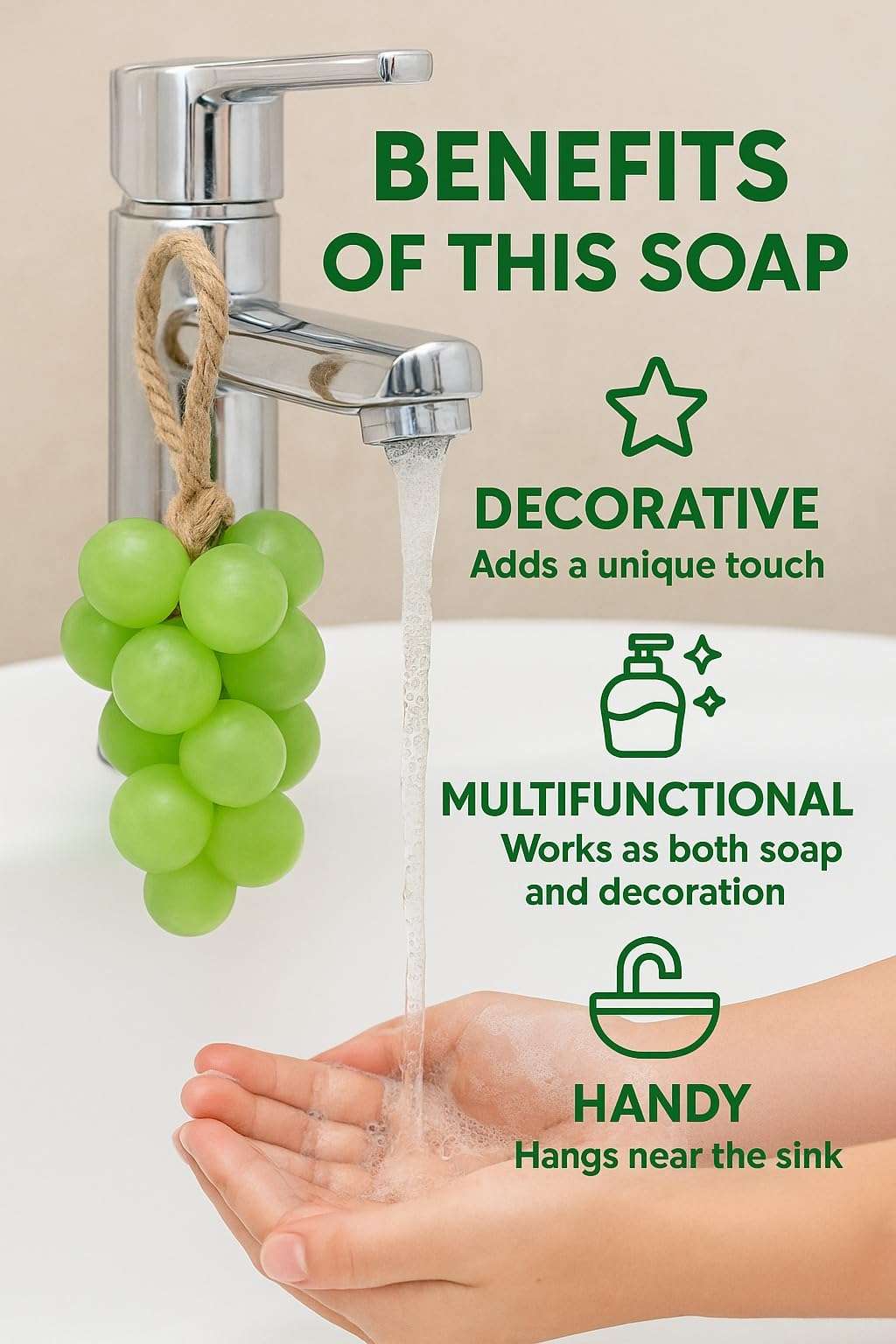 Grapes Hanging Soap for Kids & Adults | Fruity Scent Bathing Bar with Rope | Moisturizing Body Soap | Cute Fruit Shape | Long Lasting Fragrance | Gentle on Skin 4