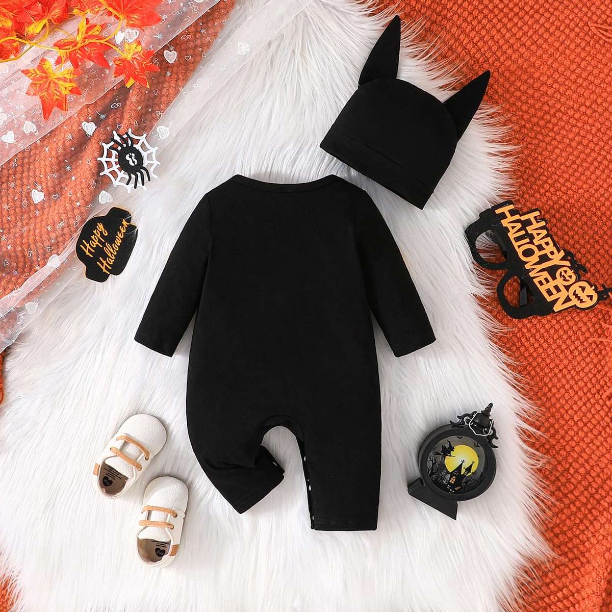Yanmucy Baby Halloween Costume Luminous Toddler Boys Girls Rompers with Hat Newborn Jumpsuit Baby Halloween Outfit Sleepsuits 4