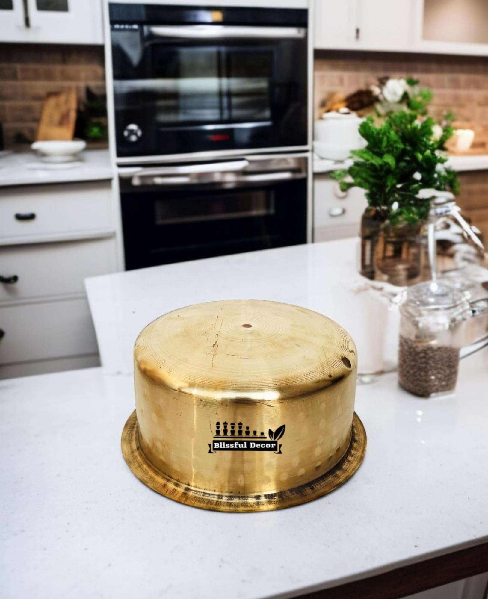 Blissful decor Pateli Patila Peetal Bhagona Hammered Patila, Brass Tope, Brass Cookware, Patila, Round Heavy Bottom Tapeli, Bhagona Capacity- 3 Liter Weight -950 GMS aprox 6