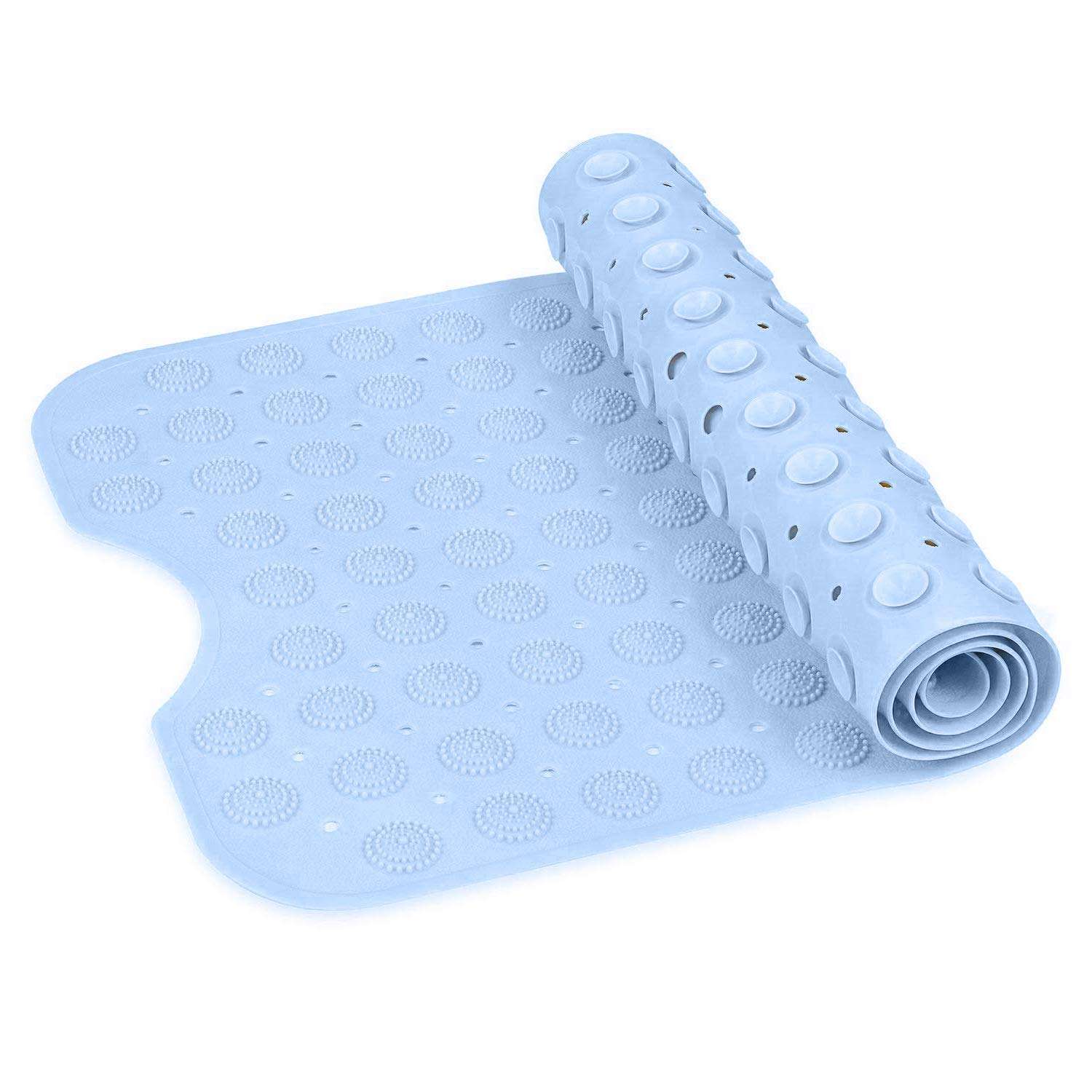 Harions Anti-Slip PVC Bathroom Shower Bath Mat, Non-Slip Mat for Toilet, Kitchen, Bathroom, Bathtub Mat with Anti Slip Suction Cups and Accu-Pebble (Light Blue, Size- 100x40 cm) 1