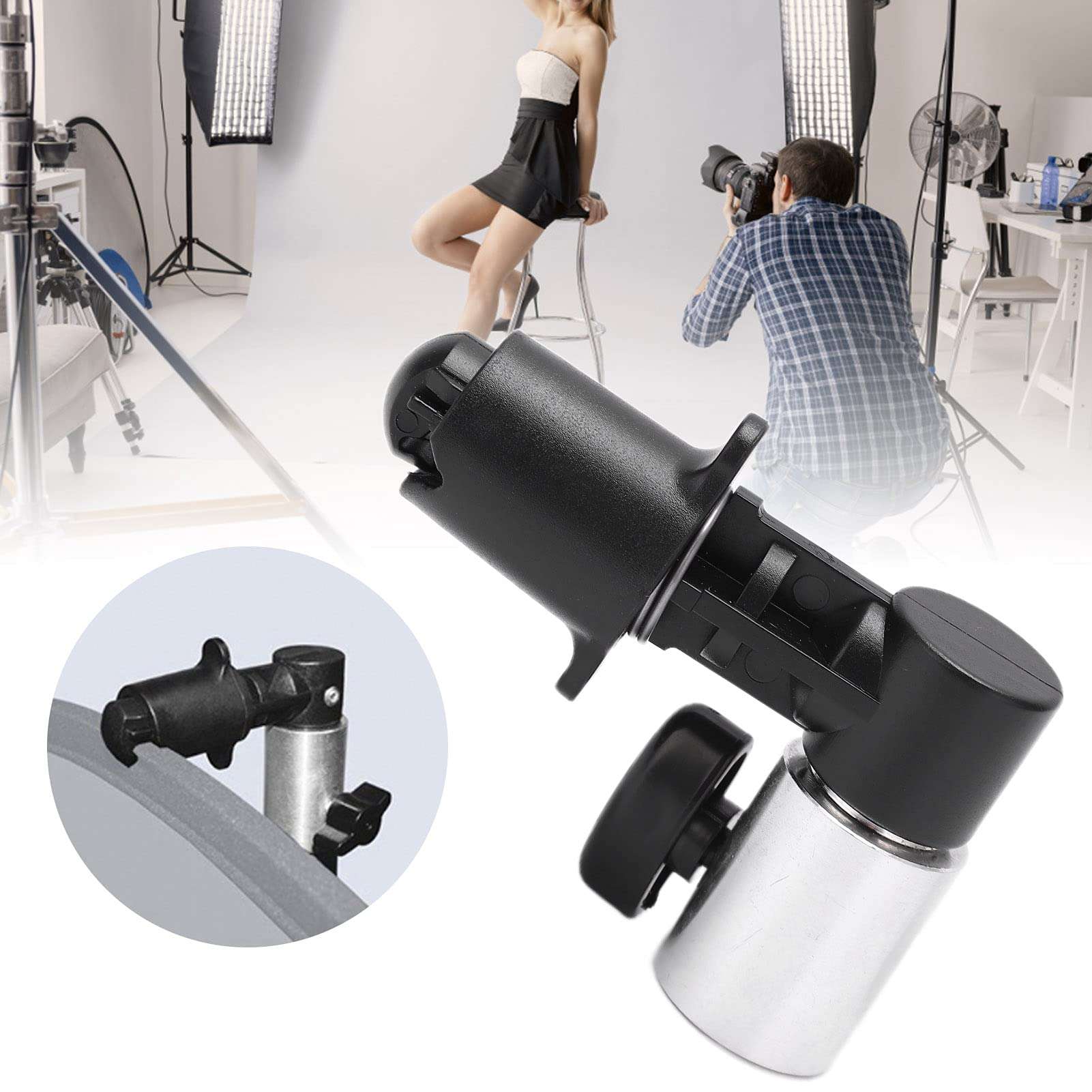 Cyrank Reflector Holder Clip, Backdrop Holder Clamp Photography Reflector Disc Holding Positioning Clamp Mount Adapter for Photo Studio Light Stand 6