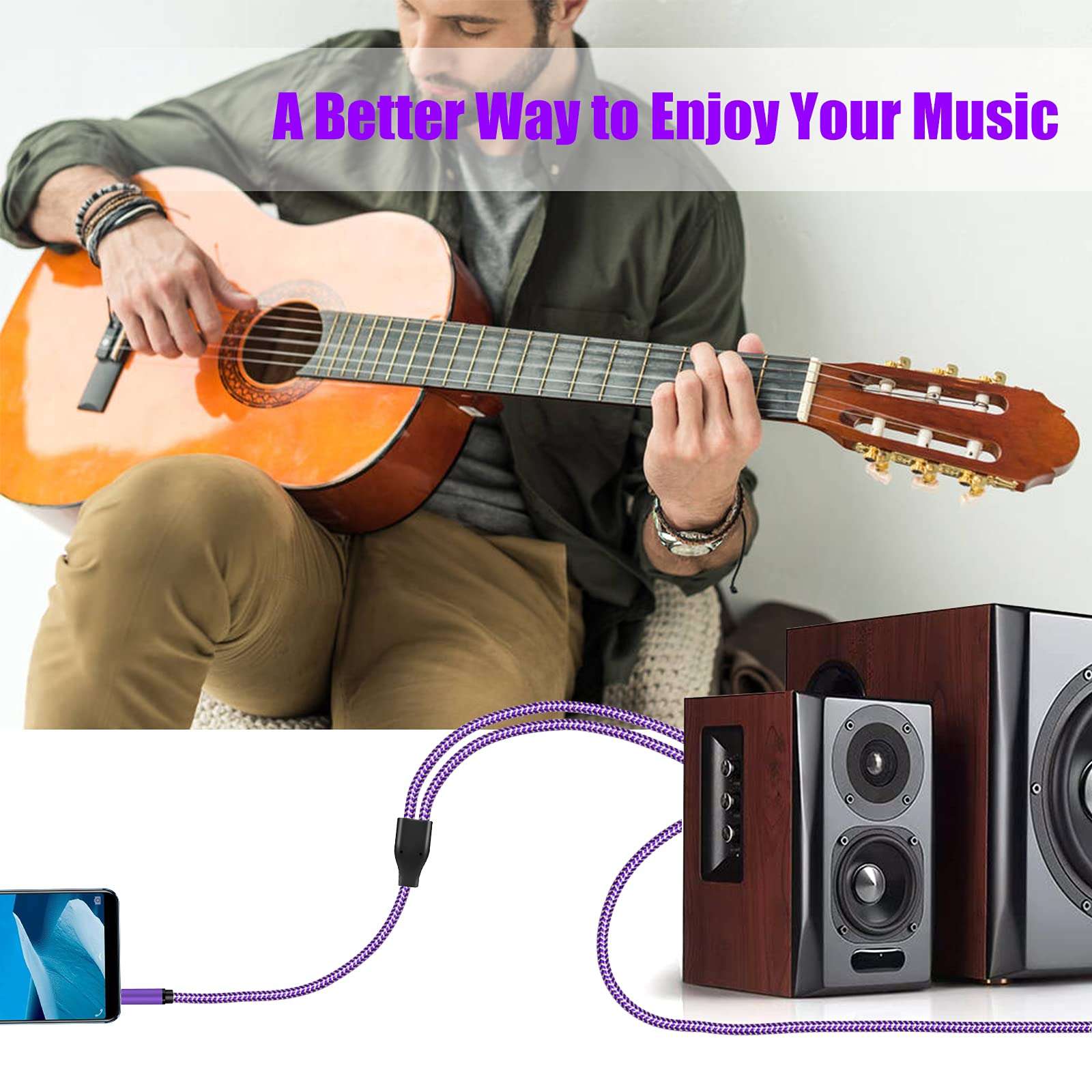 TanGuYu 3.5mm to RCA Cable, Nylon Braid 3.5mm Female to 2 RCA Male Stereo Audio Y Cable Adapter Gold Plated Compatible for Smartphones MP3 Tablets Home Theater (3Ft) 5