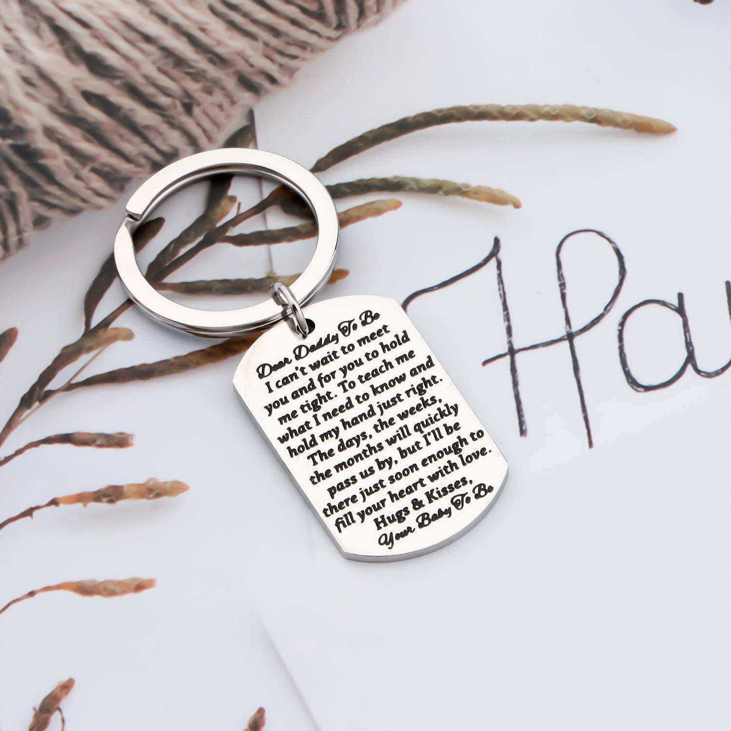 BAUNA Daddy to Be Keychain New Dad Gift Baby Birth Pregnancy Announcement Gift for New Dad Father to Be Jewelry (Daddy to Be Keychain) 6