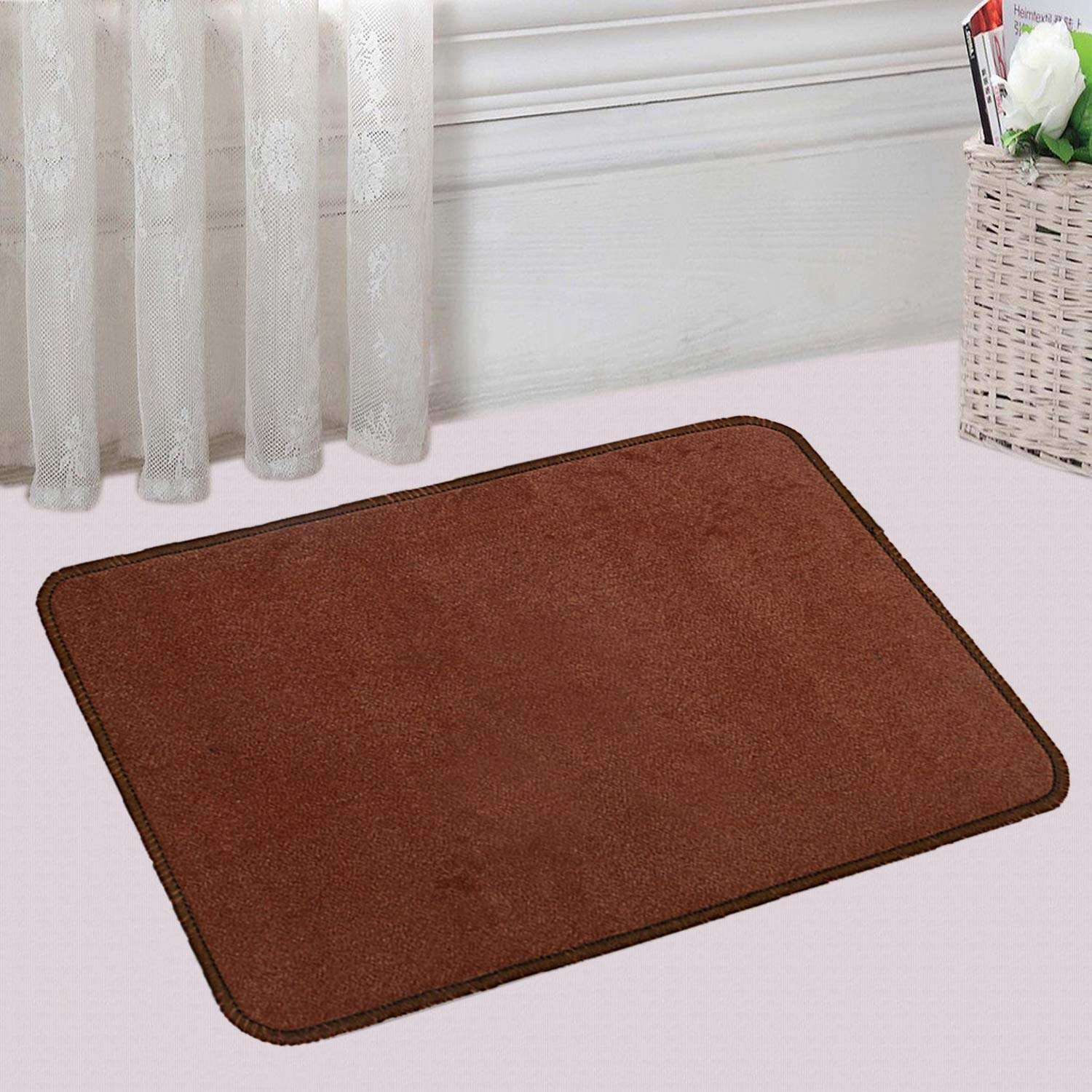 Kuber Industries Microfiber Anti Slip 2 Pieces Bath Mat 22"x14", Brown & Maroon-CTKTC28466 6