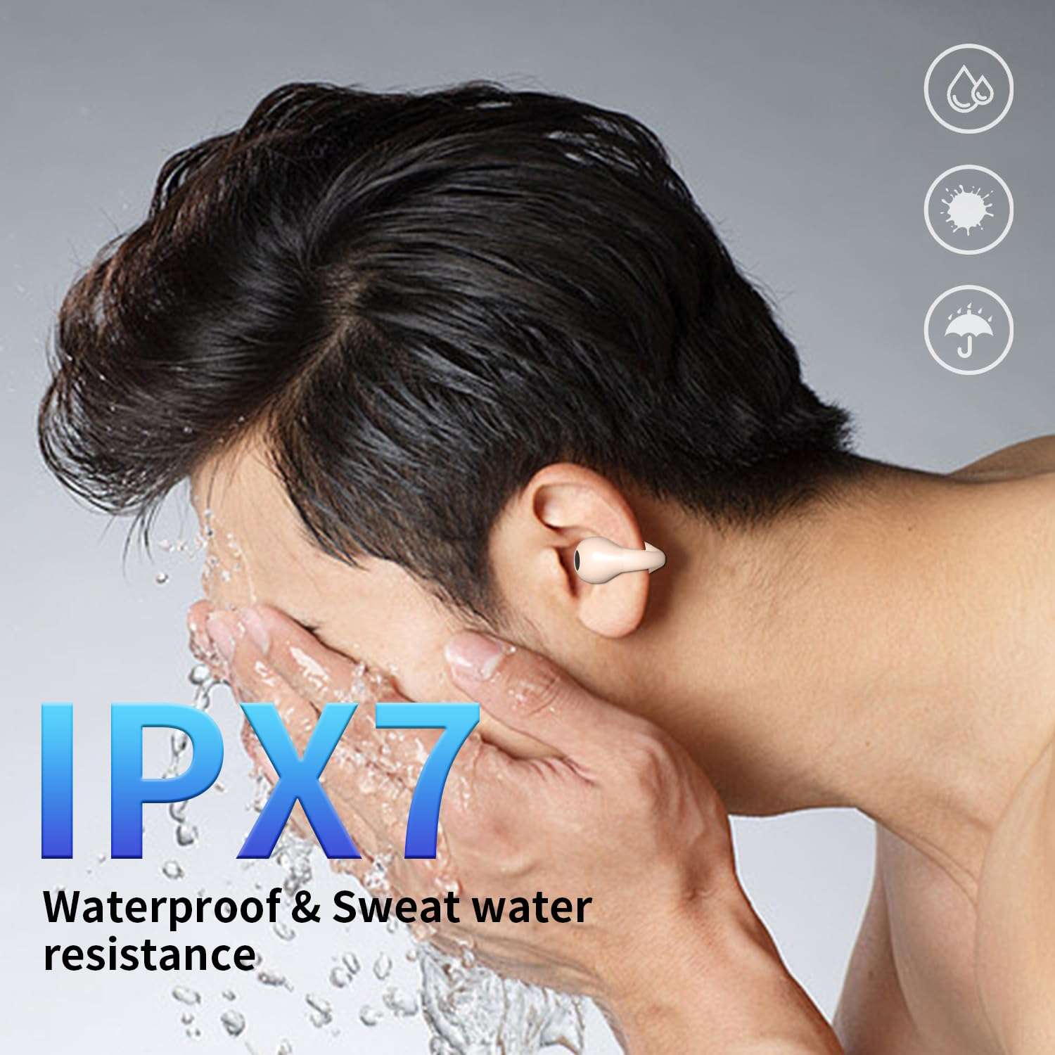 Open Ear Bone Conduction Headphones Wireless Clip On Earbuds with Digital Display Charging Case 60 Hours Playtime Bluetooth 5.3 Sport Earphones Built-in Mic IPX7 Waterproof for Running（Khaki Color） 6