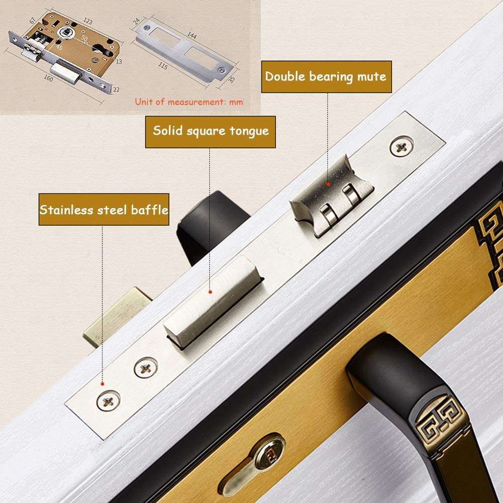 ZHJING Door Handle Bar Door Lock Door Handle Through Bolts Silent Door Handle Thumb Toilet (Color : Red) 3