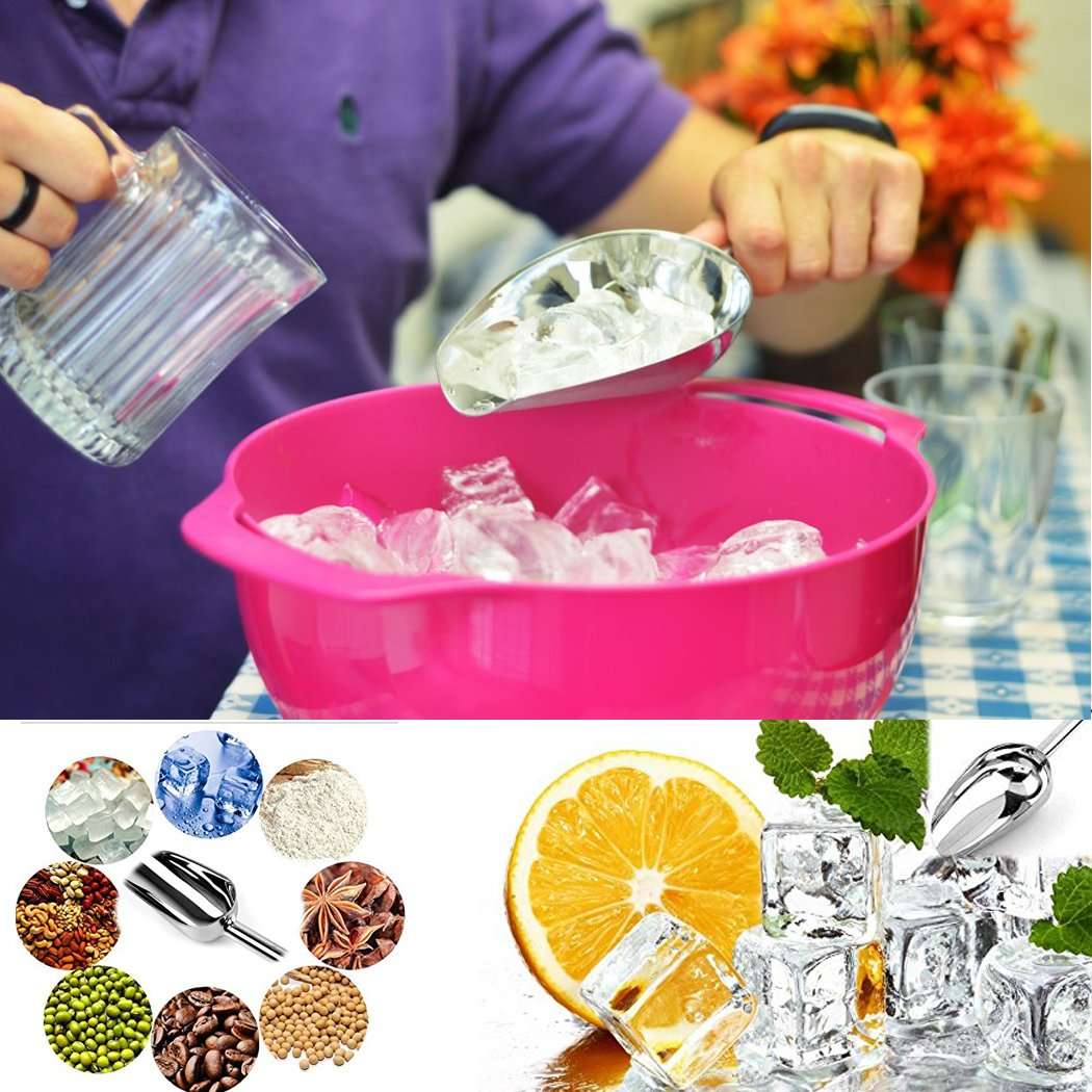 Dianoo Stainless Steel Ice Scoop, Heavy Duty High Polish Dry Goods Scoop, Candy Scoop, Grain Scoop, flour Scoop and beans Scoop - 1PCS Medium 6