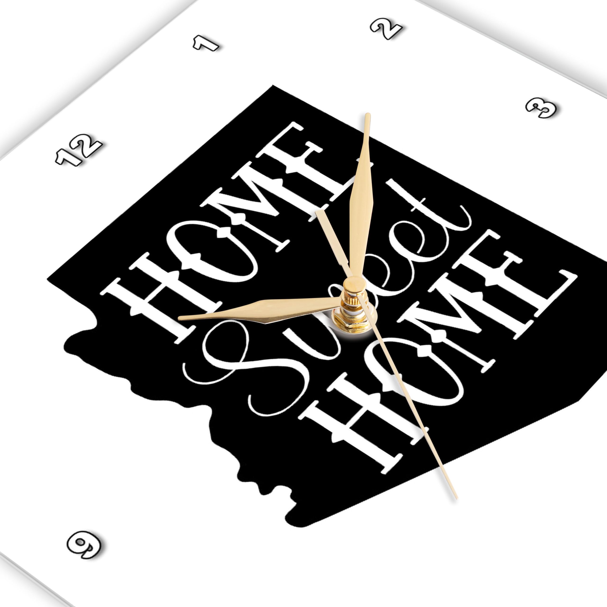 3dRose Wall Clock Silent - 15 inch - Home Sweet Home Inside The State of Arizona. White Background. - Stamp City - Typography 3