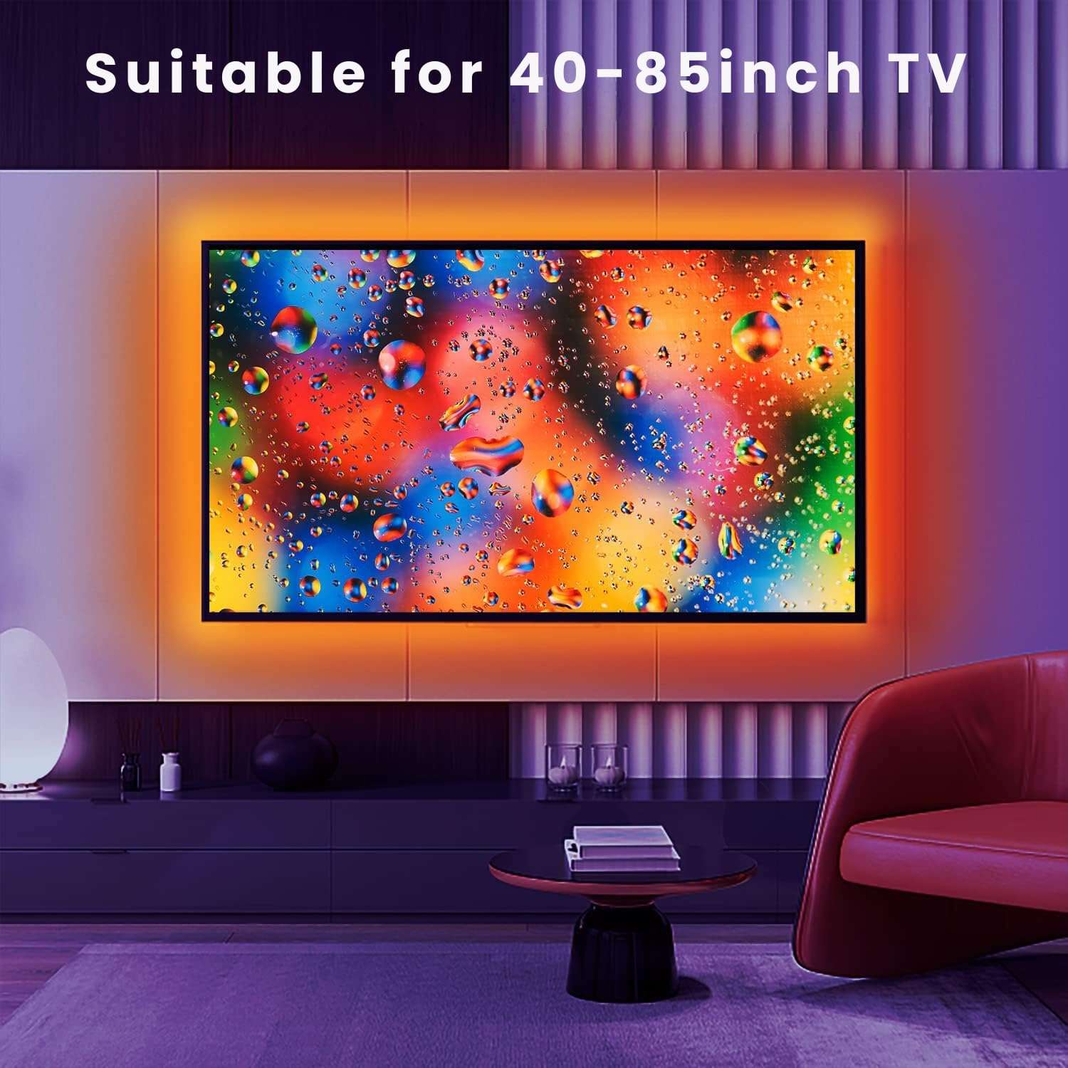 Gesto 5V USB Led Strip Light – Music Sync RGB Multicolor Background Lighting for TV PC Laptop Bias Lighting Gaming Room | TV Backlight Bluetooth App. and Remote Controlled (5 Meter for 49-85" TV's) 4