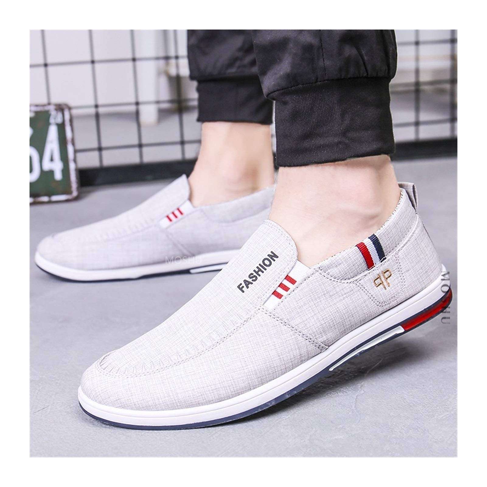 Men Sneakers Summer Canvas Shoes Men Casual Shoes Driving Flats Black Mocassin Homme Male Shoes Adult (Color : Slip On Blue, Size : 7) 3