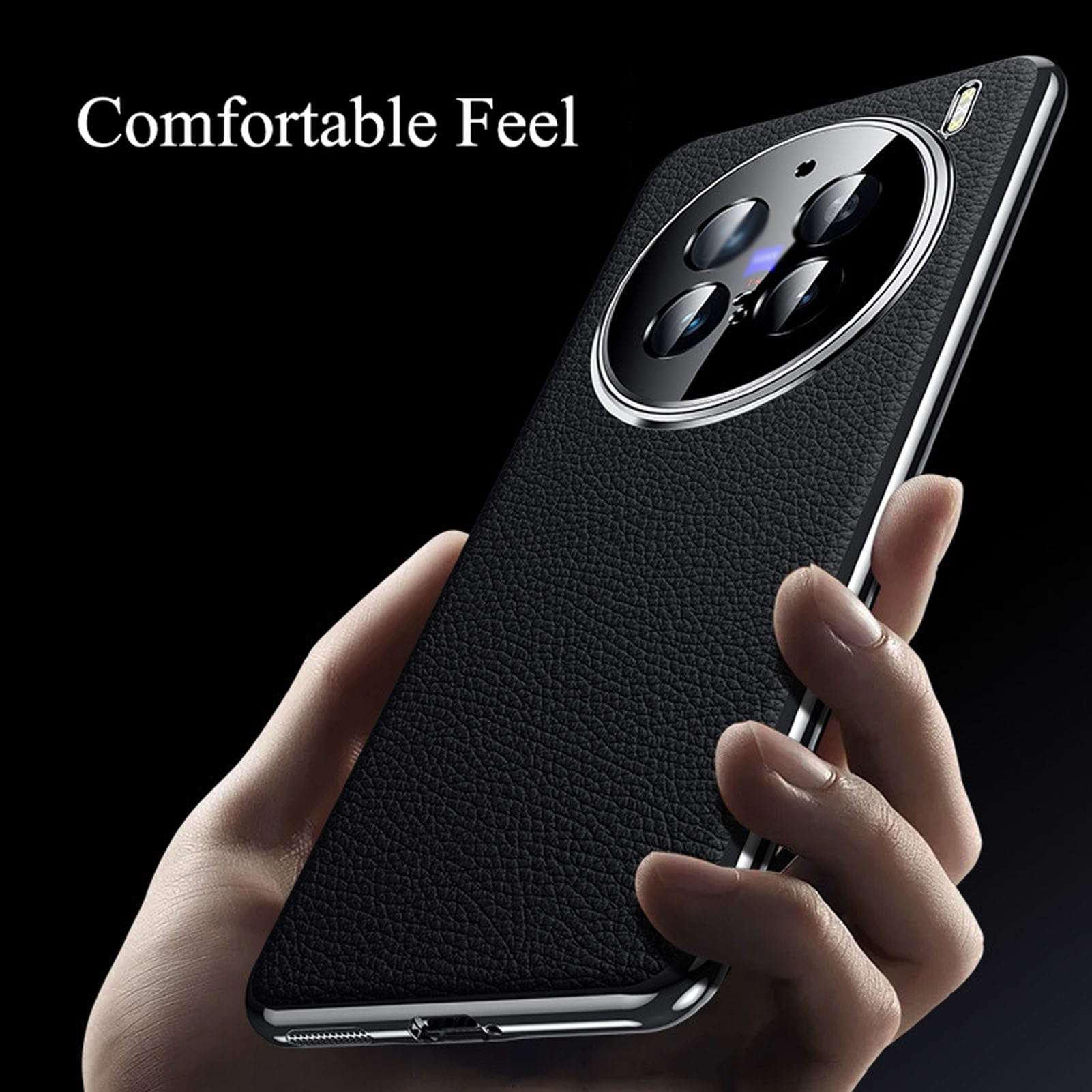 ZHAYLA Case for Vivo X200 Pro, Genuine Leather Slim Shockproof Case with Full Camera Protection Back Cover for Vivo X200 Pro,Orange 3