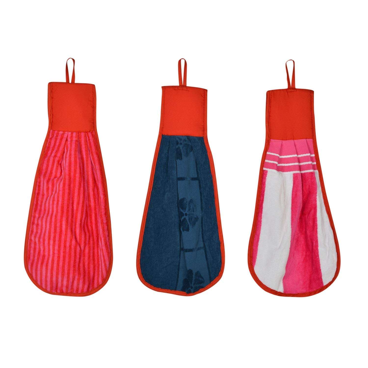 N G Products Double Sided Printed Soft Cotton Hanging Hand Towel Napkin for Wash and Kitchen Basin (Multicolor) - Pack of 3 1