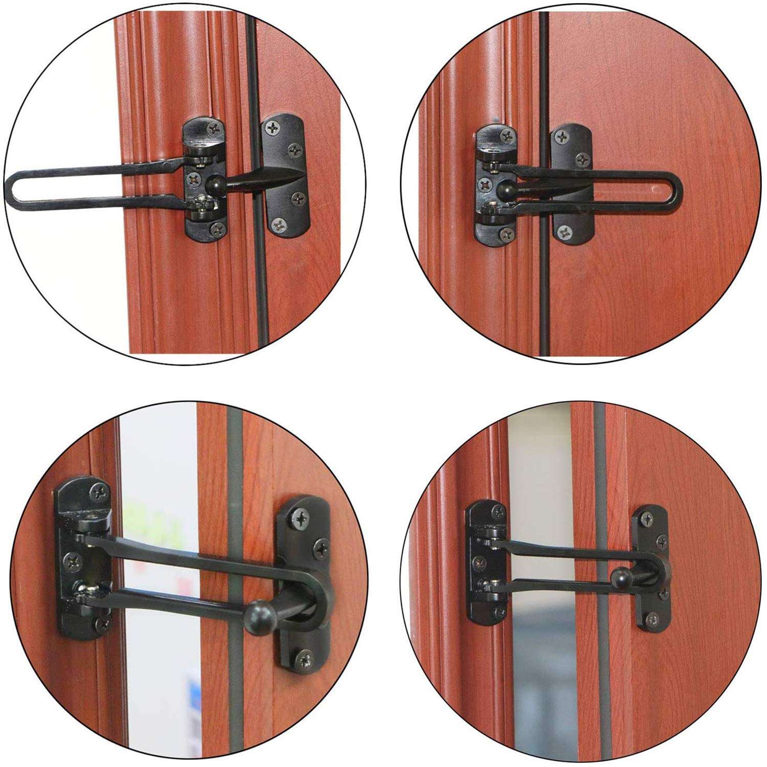 SAISN Door Reinforcement Lock Latch Swing Bar Lock for Home Security Front Door Locks for Kids Thicken Solid Aluminium Alloy (Gold) 6