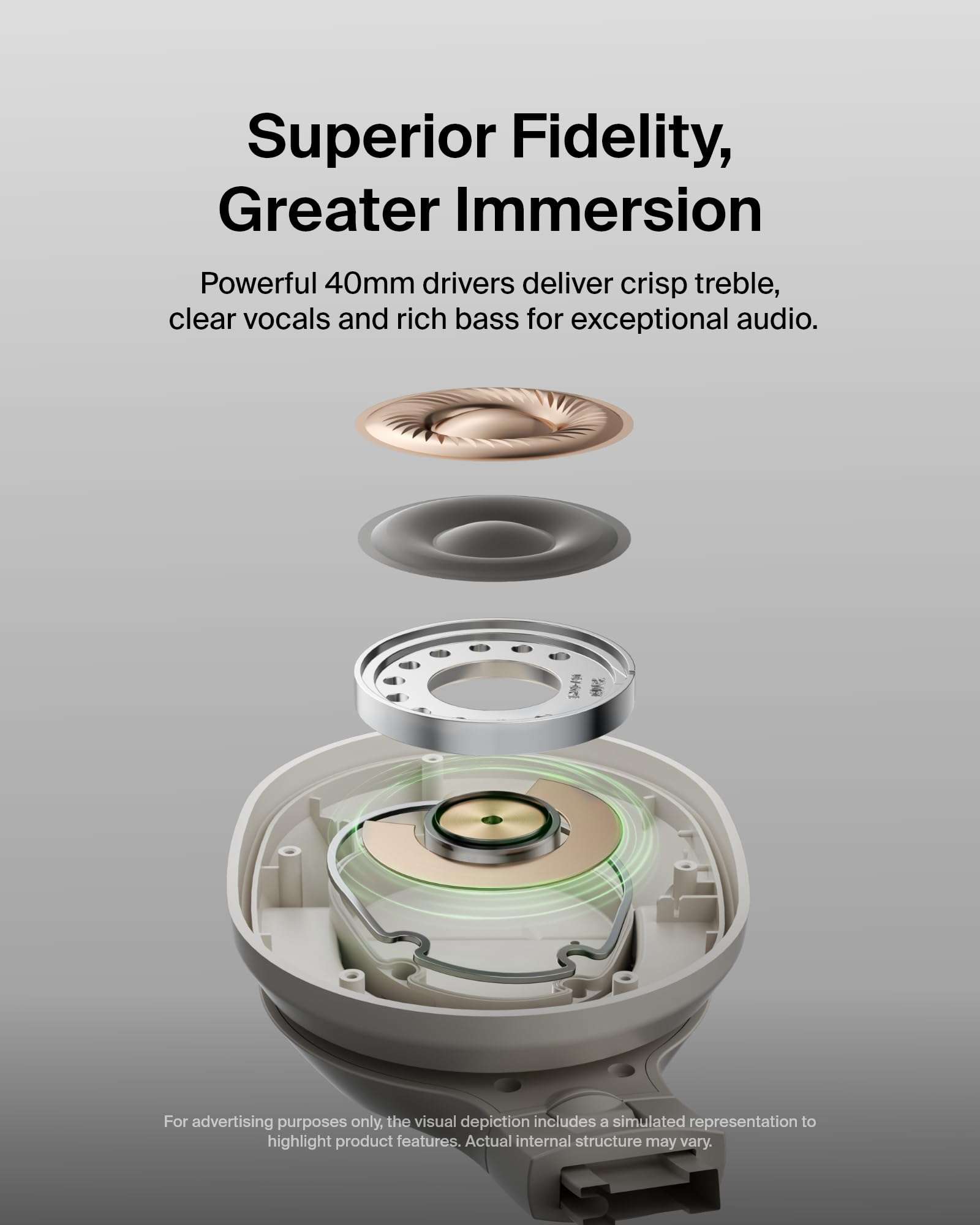 Belkin SoundForm Surround Bluetooth Over-Ear Headphones - Environmental Noise Cancelling Headphones - Wireless w/ 60H Playtime & Soft Ear Cups for iPhone, Galaxy, iPad, Travel, Home, or Office - Sand 4