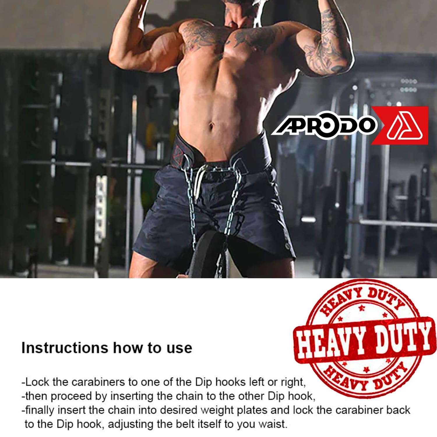 Aprodo Sports DIP Belt with Steel Chain 36 INCHES Weighted Chain for DIPS Pull UPS Weight Lifting Crossfit ONE Size FITS All (Blue) 3