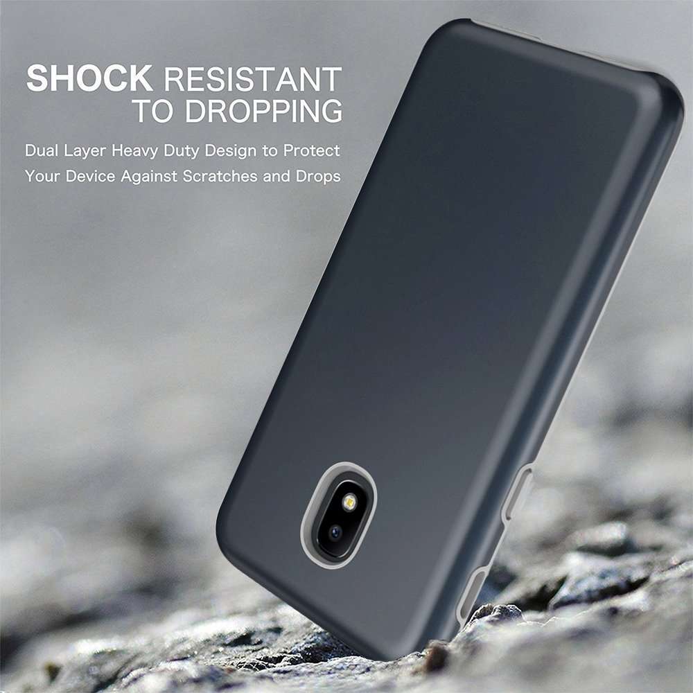 Androgate Galaxy J3 Orbit/ J3V J3 V 3rd Gen/Express Prime 3/ J3 Star/ J3 Achieve/Amp Prime 3/ J3 Aura/Sol 3 Case, Hybrid Matte Cover Case with Screen Protector for Samsung Galaxy J3 2018, Dark Blue 6