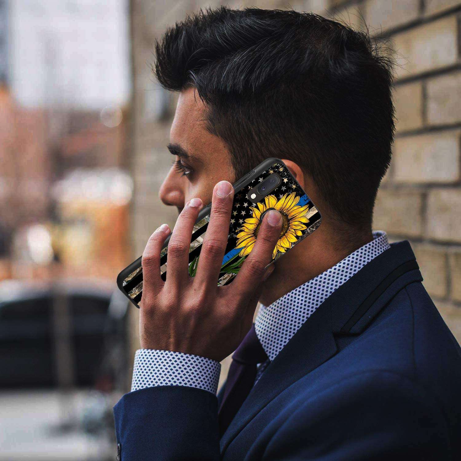 Galaxy A10E Case, Galaxy A20E Case, Bosness Premium TPU Slim Shockproof Silicone Protective Case Cover for Samsung Galaxy A10E (2019) / A20E (2019) - Sunflower Thin Blue Line American Flag 6