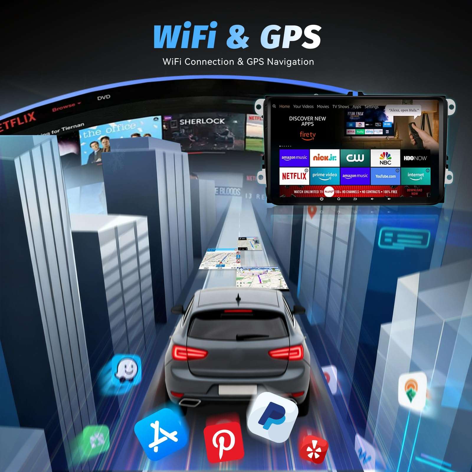 [6+128] Volxcereo Car Radio for Volkswagen VW Passat Jetta Tiguan Golf MK5 MK6 T5 EOS Polo, 9 inch Android Touchscreen Stereo with Carplay/Android Auto, GPS, WiFi, Bluetooth, SWC, FM/RDS 5