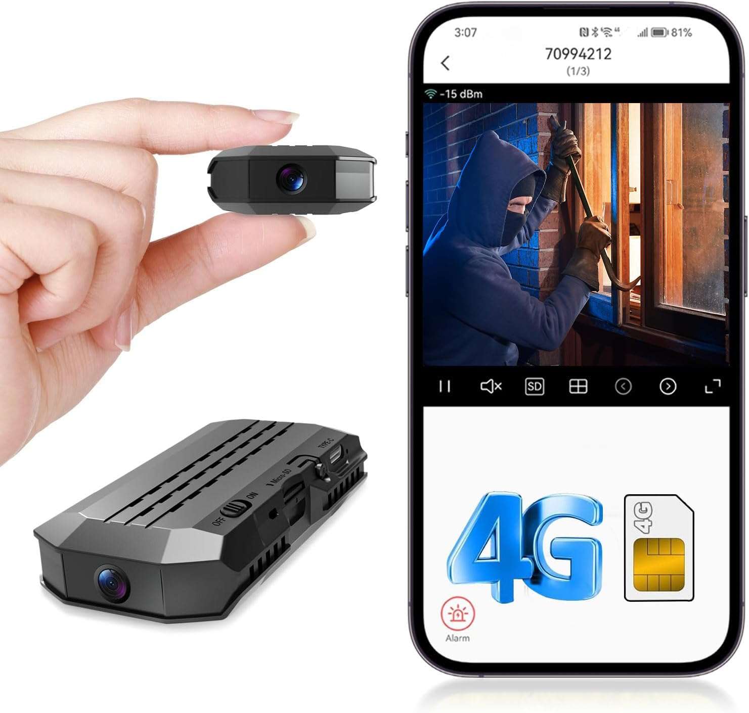2026 Mini 4G LTE Cellular Wireless Camera,SIM Inserted,4KHD with Video Recording Live Feed,3000mAh Larger Battery Capacity,No WiFi Camera with 160° Wide-Angle View,Color Night Vision,AOV Low-Power 1