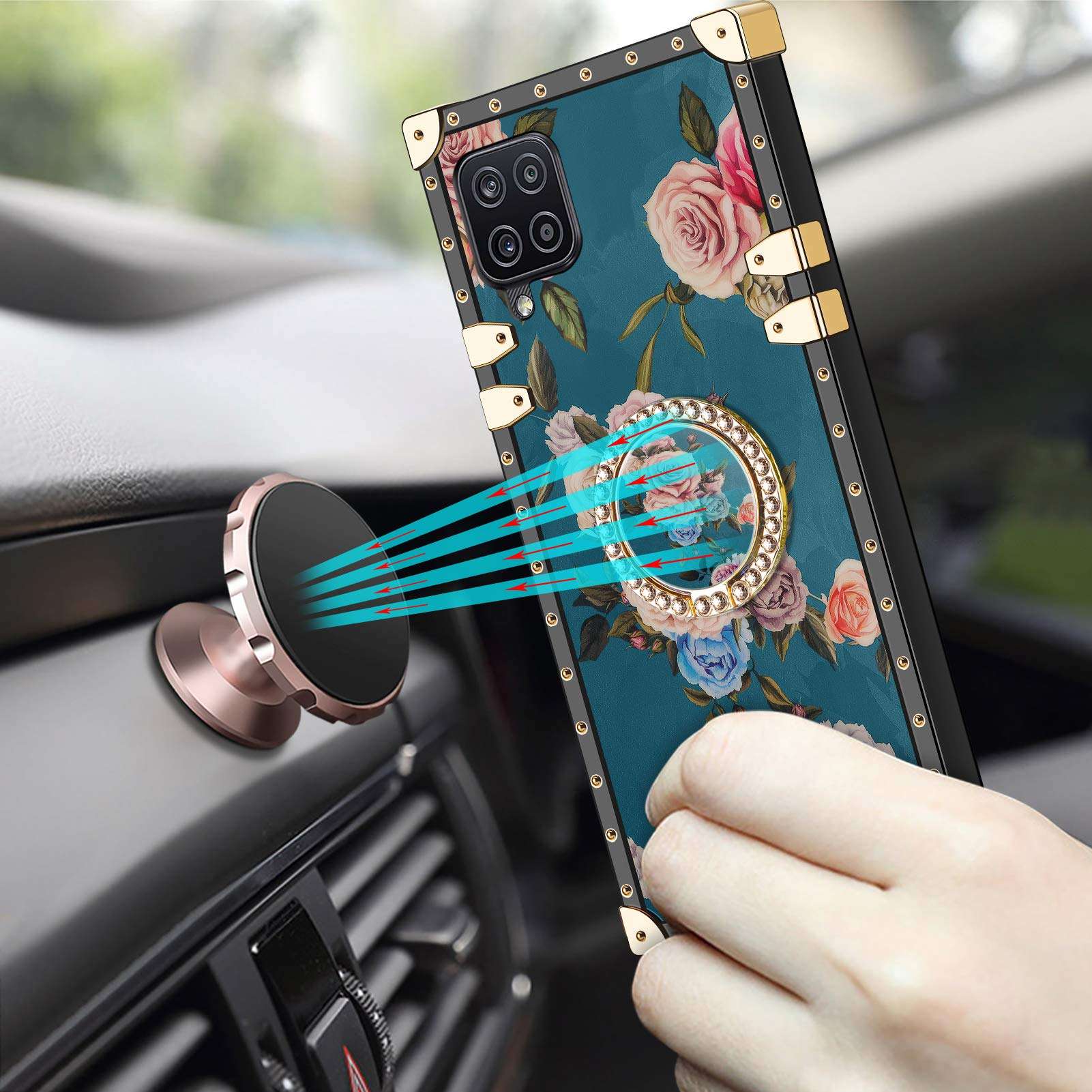 HoneyAKE Case for Samsung Galaxy A12 5G Case with Kickstand Women Girls Soft TPU Shockproof Protective Heavy Duty Cushion Reinforced Corner Case Compatible with Samsung Galaxy A12 5G 6.5 inch Peony 4