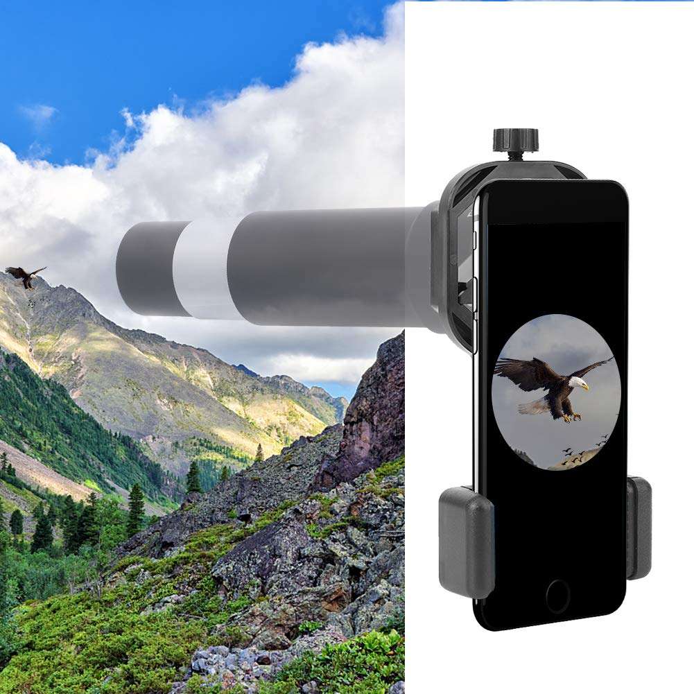 Universal Phone Telescope Mount, Binocular Monocular Microscope Adapter, 5-9cm Phones, Black 6