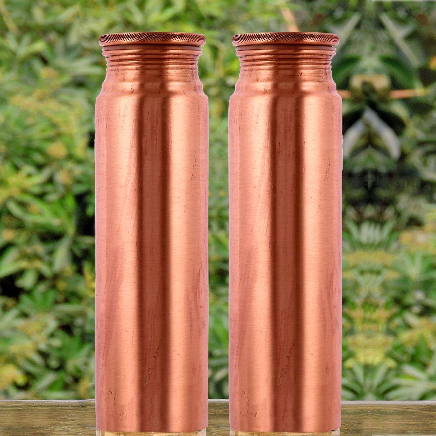 Kuber Industries Dove Pure Copper Bottle for Water 1 Litre Dirt Proof Leak Proof and Joint Less Ayurveda and Yoga Health Benefits Water Bottle (Set of 2, Brown)-KUBMART11574 1