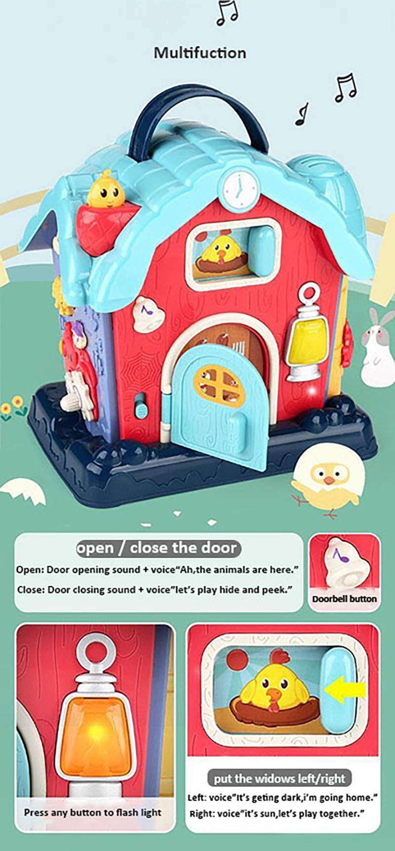 CUTIE PUMPKIN Musical Activity Cube，Toddler Kids Electronic Educational Learning Toy with Lights Nursery Rhyme Story and Music，Peekaboo Toy Early Skill Development Gift 18 Months Infants（Green） 5