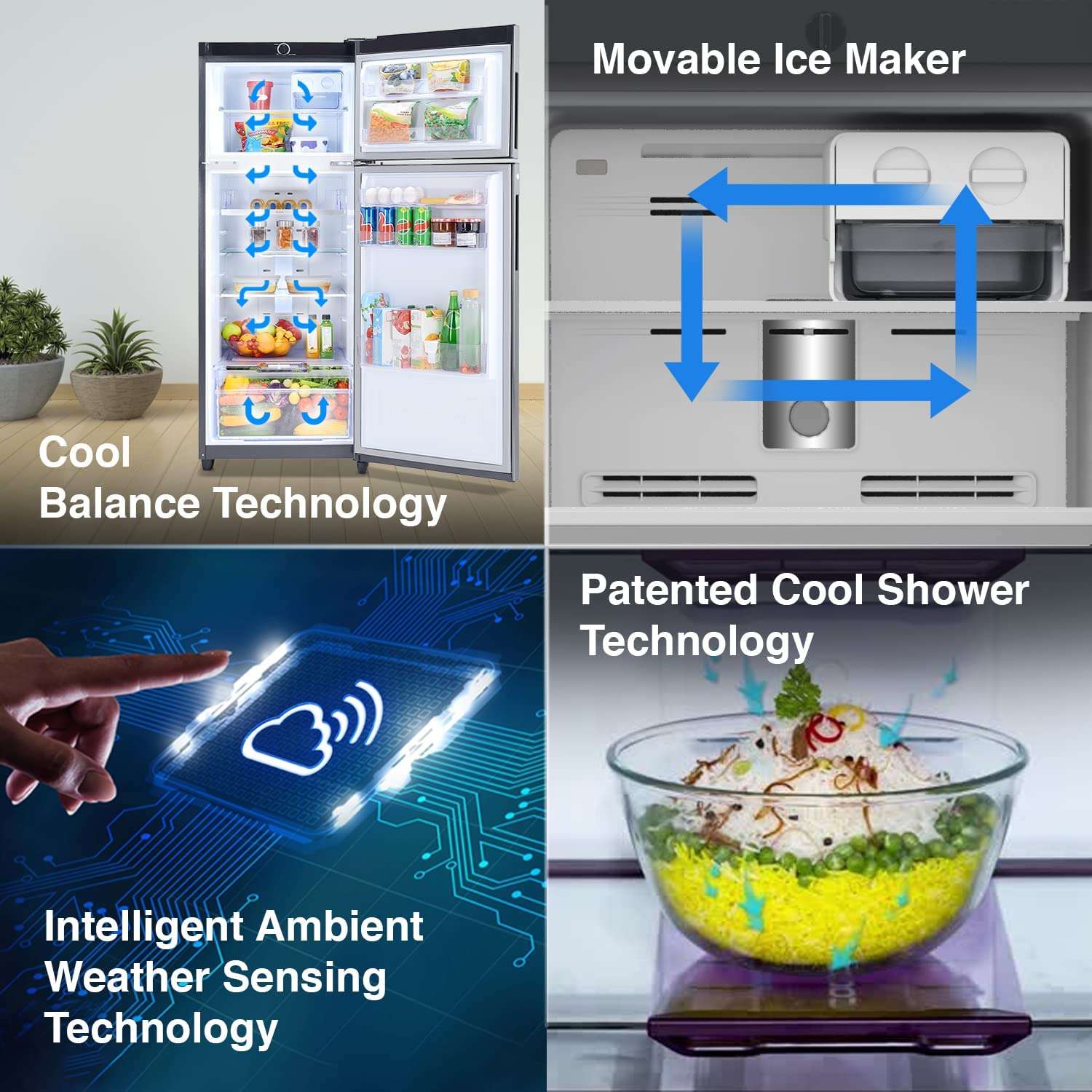 Godrej 244 L 3 Star Inverter Frost-Free Double Door Refrigerator Appliance (RF EON 244C 35 RCIF FS ST, Fossil Steel, 6 in 1 Convertible Freezer, Patented Cool Shower Technology, 2022 Model) 6