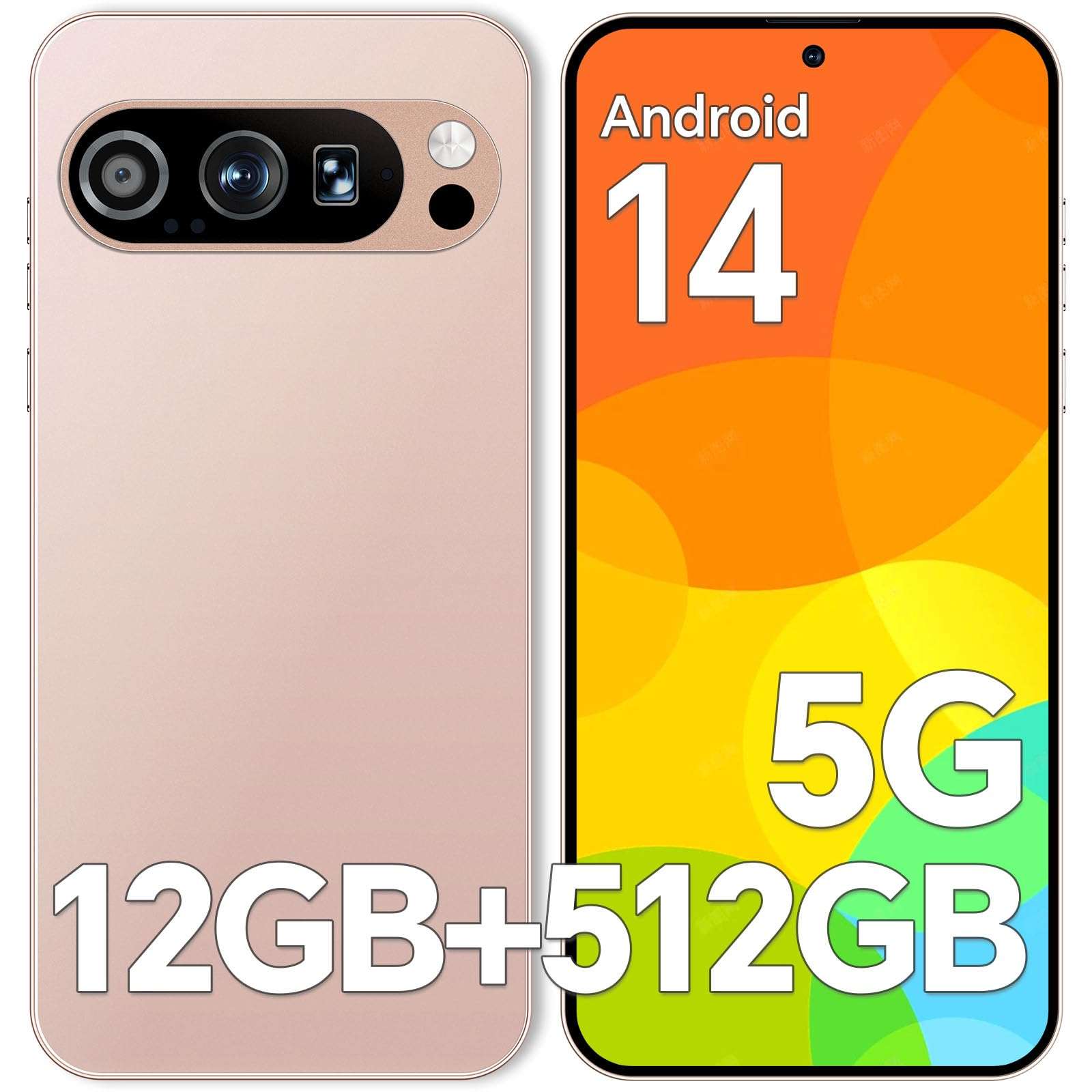 Unlocked Phones X9Pro 12GB+512GB Expandable 1TB Smartphone, 5000mAH Long-Life Battery Cell Phone,Snapdragon 888 Mobile Phones,108MP+48MP Camera,HD 6.8'' Screen /5G/ Dual SIM/GPS/WiFi/Bluetooth/Gold 1