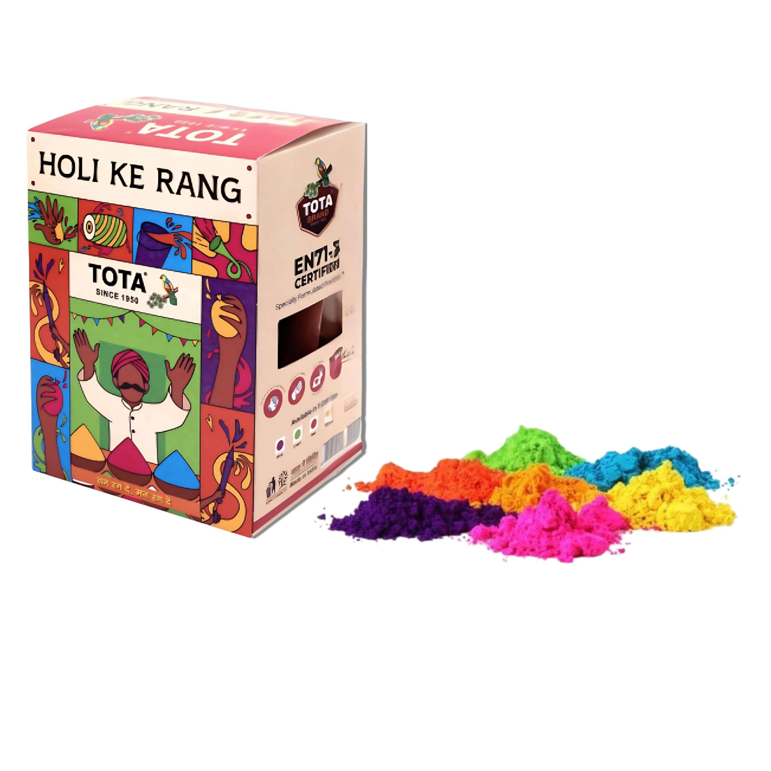 Tota Holi Ke Rang Holi Colour | Organic Holi Gulal | EN-71 Certified Natural and Herbal Holi Colors Powder | Holi Gifts Hamper - Set of 5 Holi Colours Powder 4
