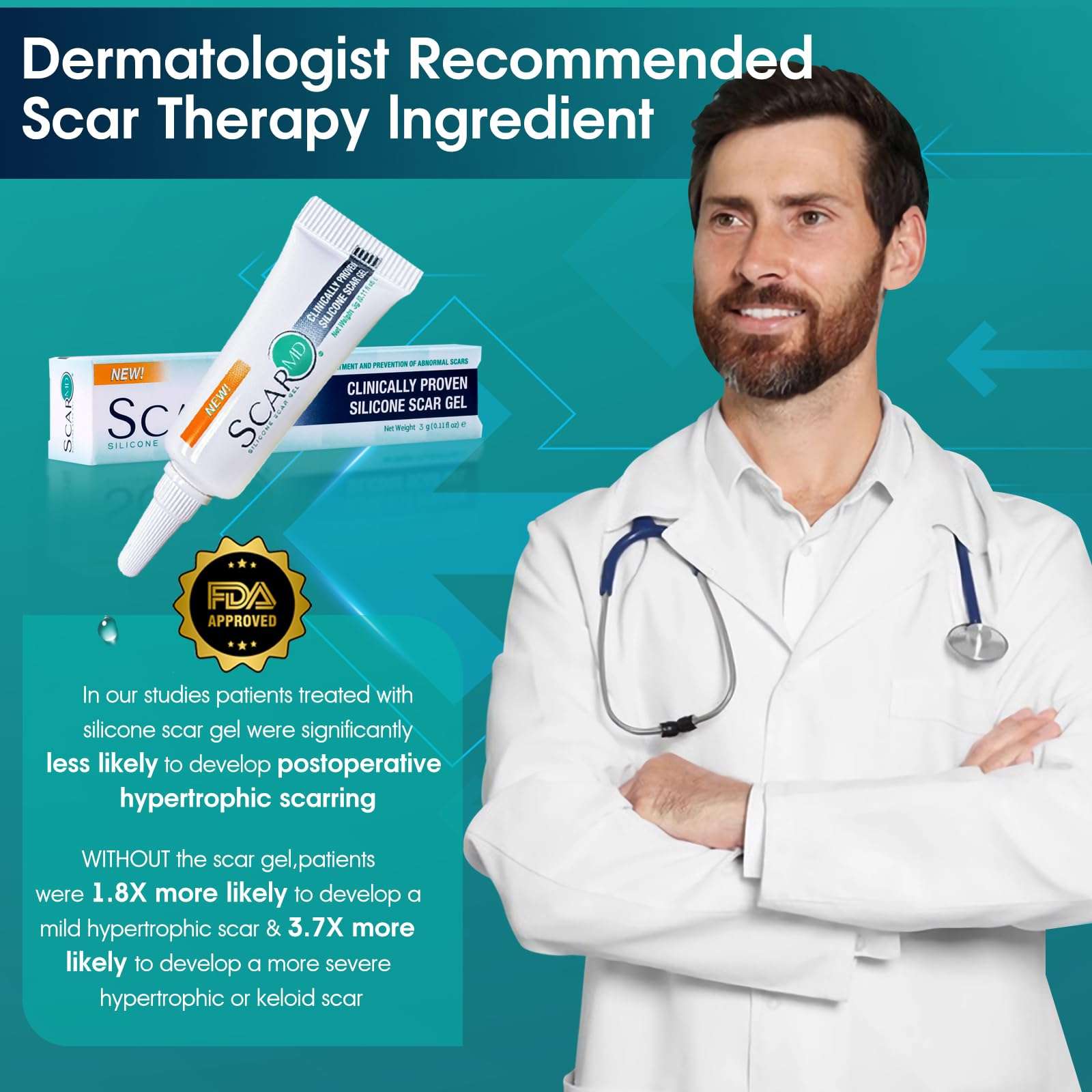 Scar Gel Scar Cream, Keloid Bump Removal, Advance Scar Gel for Surgical Scars,Body,Leg, Burns,C-Section, Stretch Marks, Reduces Discomfort, 0.1oz 6