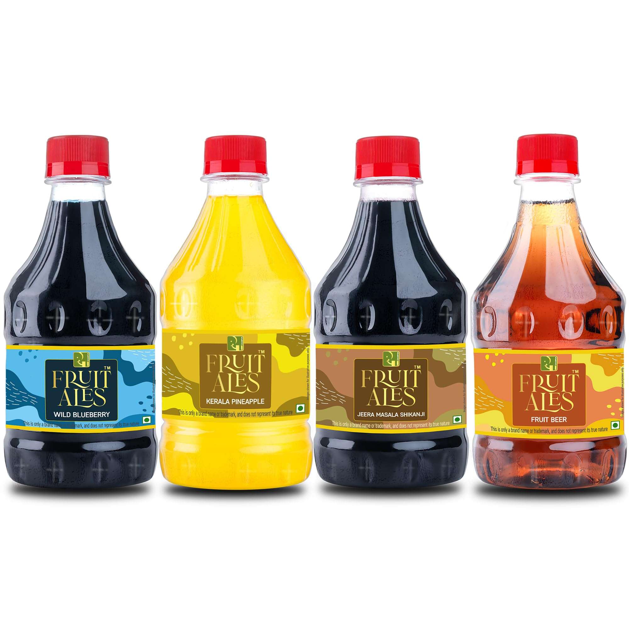 Dhampurgreen Assorted Mocktail Syrups - Blueberry, Kerala Pineapple, Jeera Masala Shikanji, Fruit Beer Flavoured Syrups - 1.2Ltr (4 X 300Ml) | Makes 12-15 Drinks Per Bottle 1