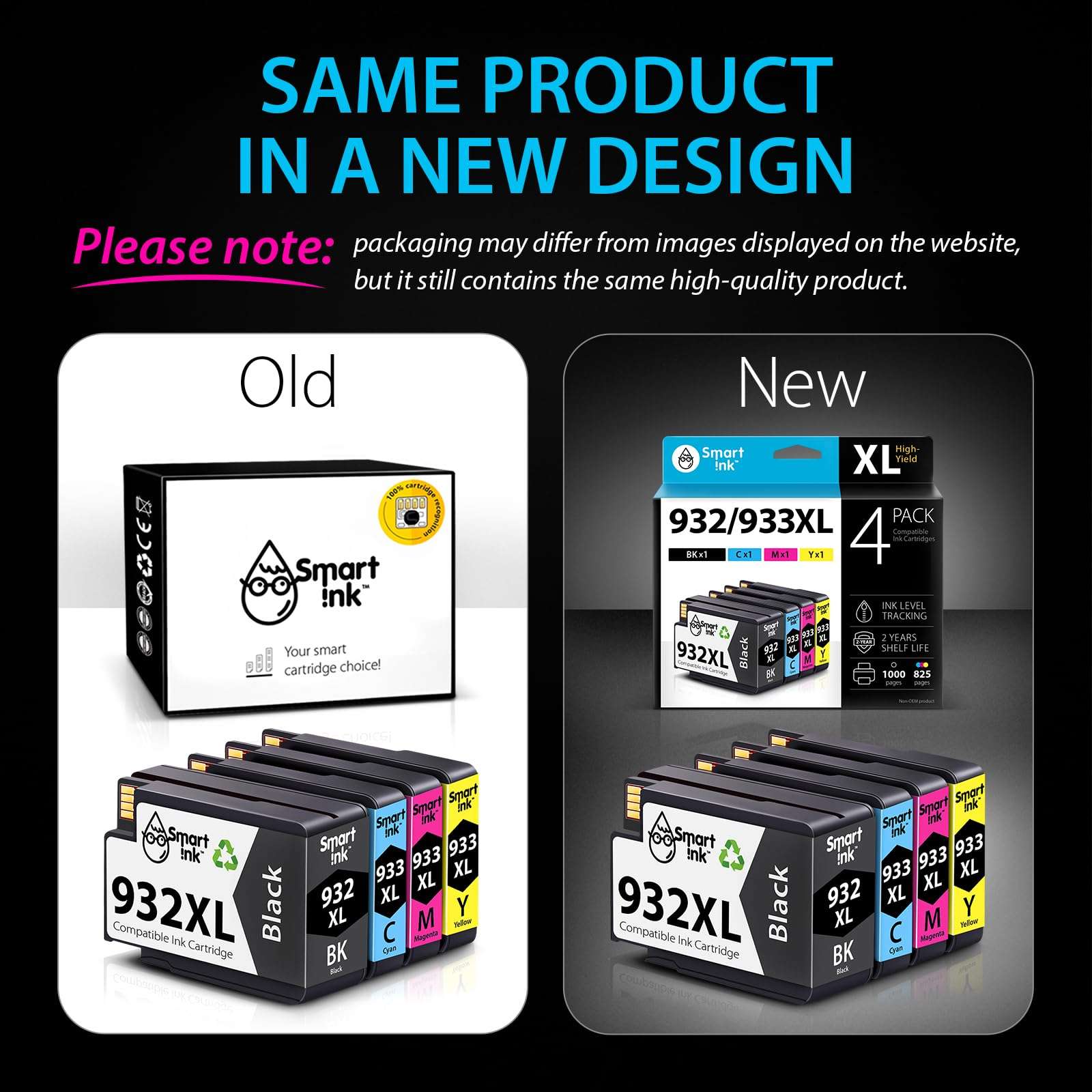 Smart Ink Compatible Ink Cartridge Replacement for HP 932XL 933XL 932 XL 933 XL 4 Combo Pack (XL Black, Cyan, Magenta Yellow) to use with HP Officejet 6100 6600 6700 7110 7510 7610 7612 7620 Printers 5