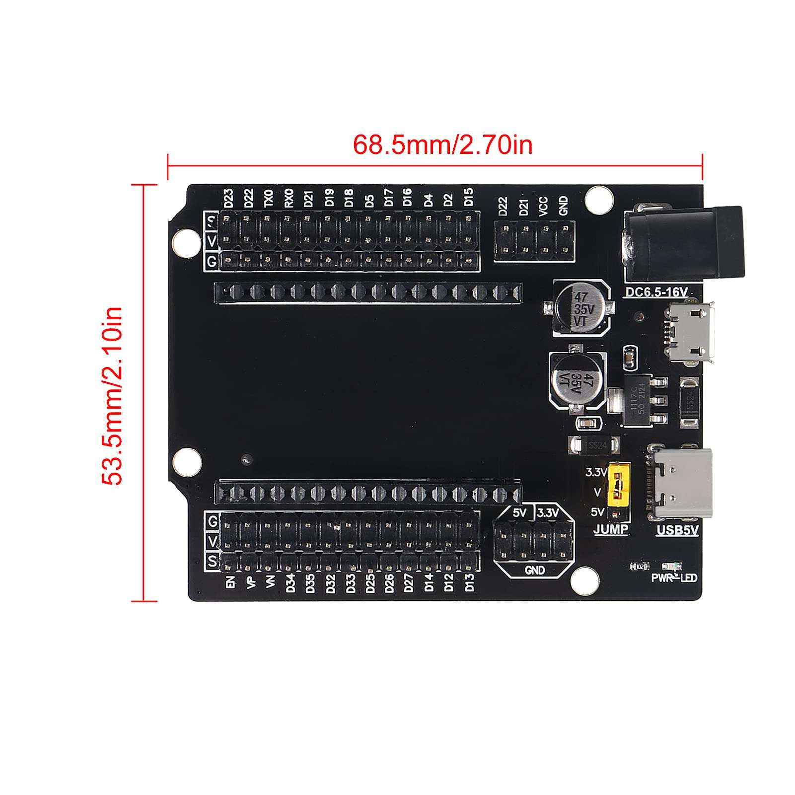 AITRIP 2 Sets ESP-WROOM-32 ESP32 ESP-32S Type-C USB Development Board Type-C USB CH340C WiFi+Bluetooth Ultra-Low Power Dual Core ESP32-DevKitC-32 ESP-WROOM-32 Expansion Board for Arduino 6